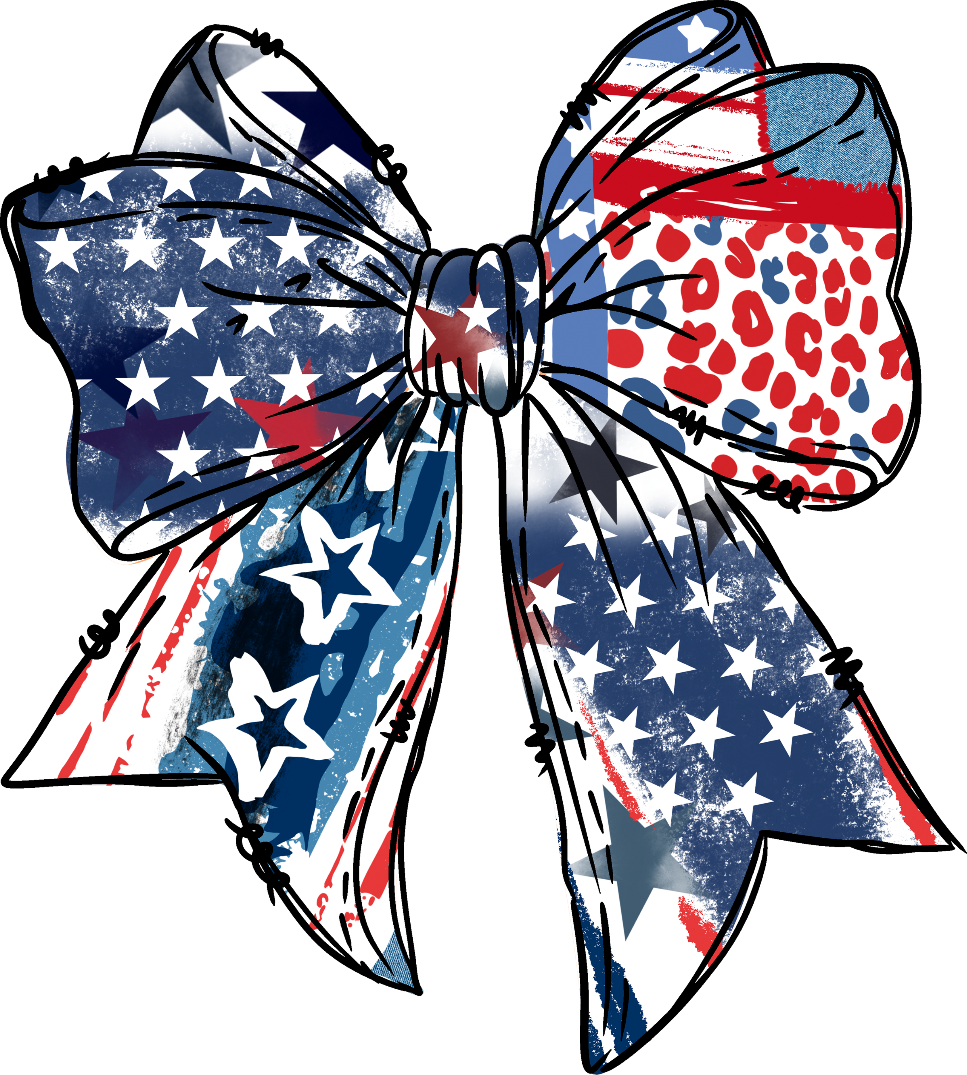 Patriotic Leopard Bow | 4th Of July Ready To Press Designs