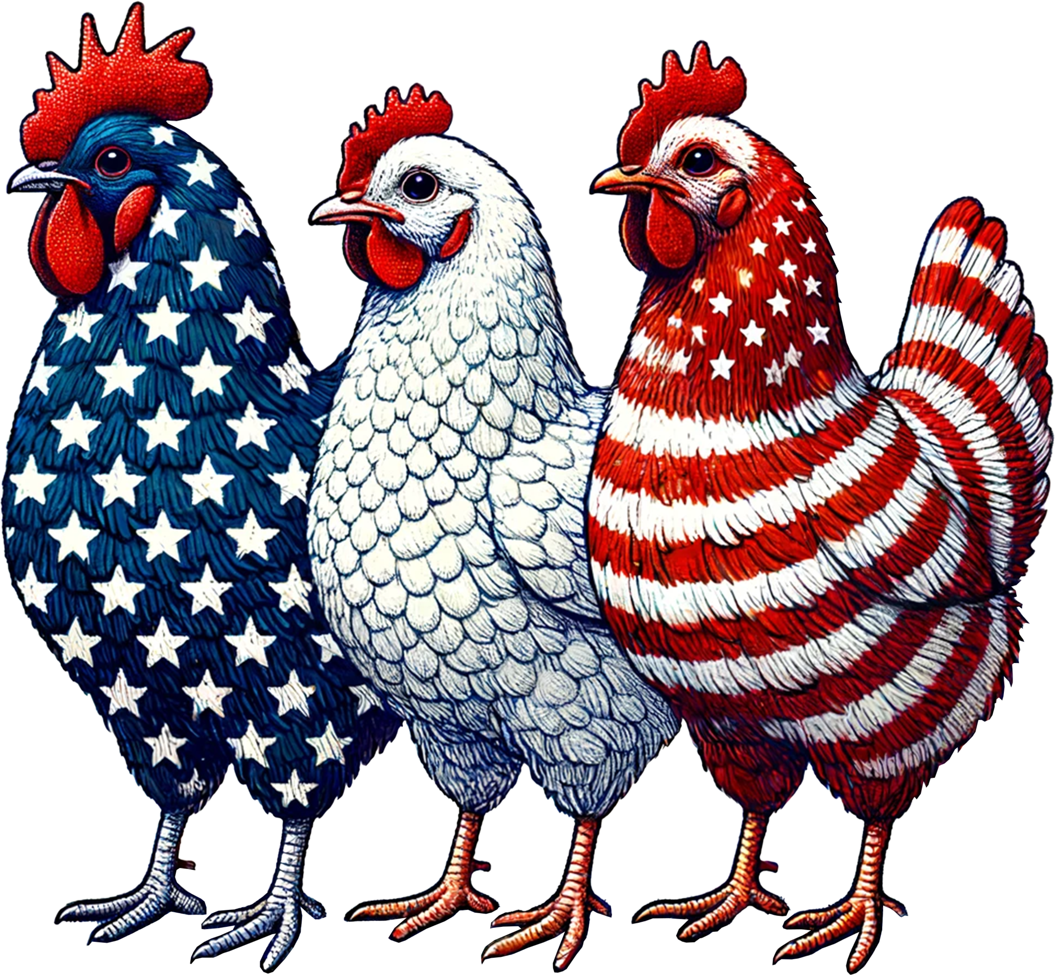 Patriotic Chickens | 4th Of July Ready To Press Designs