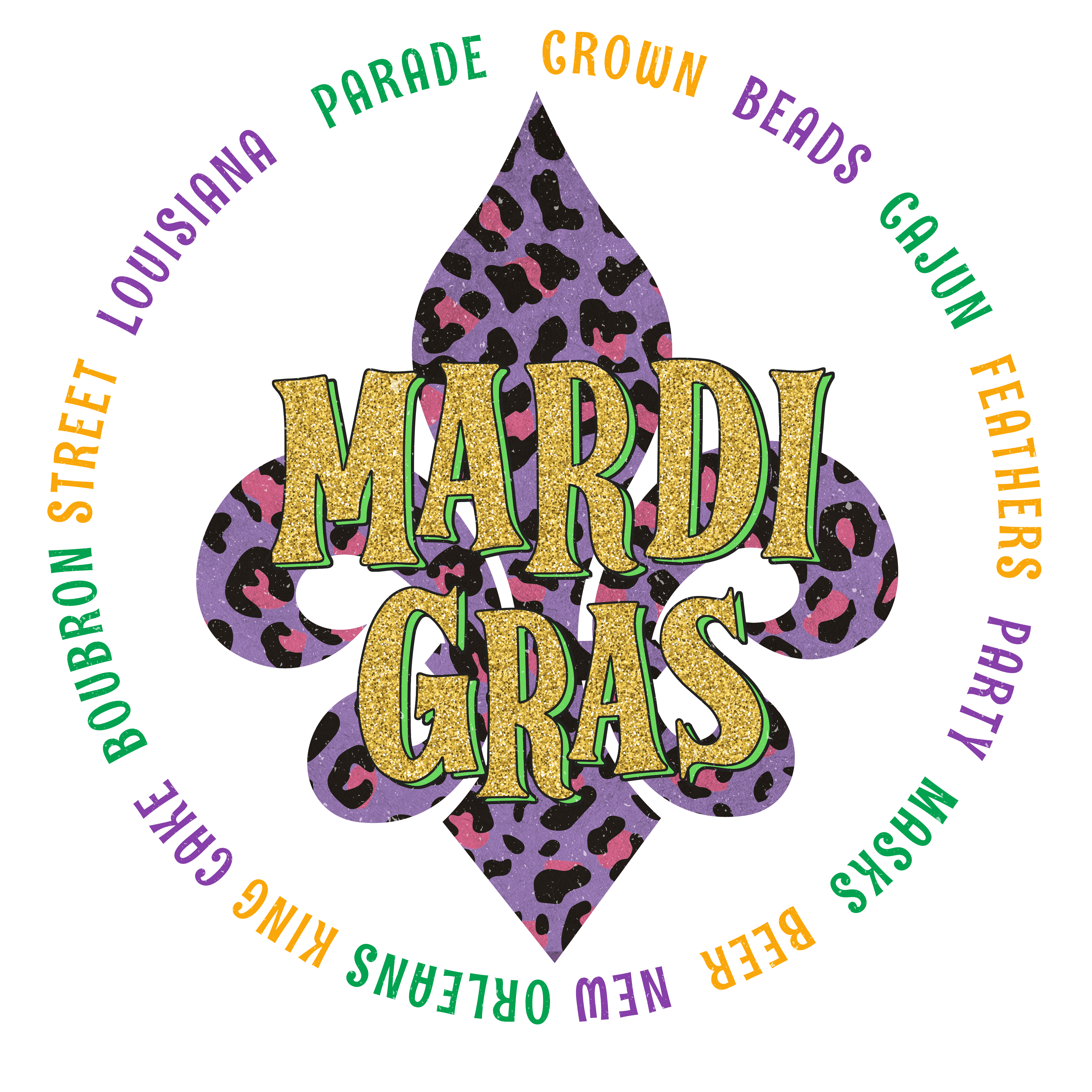 Cajun Feathers - Party Masks Mardi Gras Design | DTF Jersey