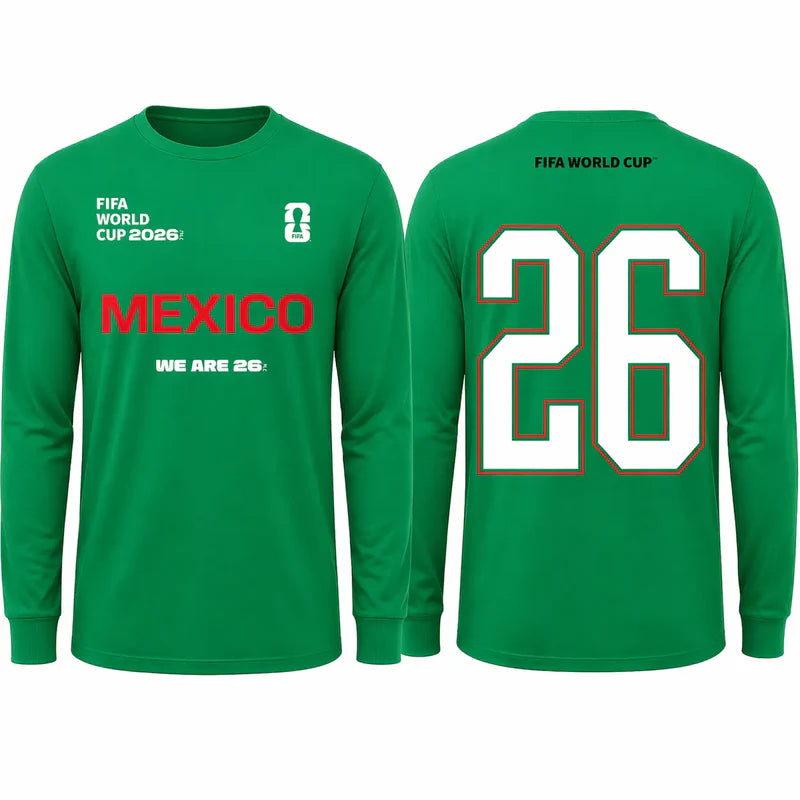 FIFA World Cup 2026 Mexico Long Sleeve Tee – Official "We Are 26" Team Mexico Shirt