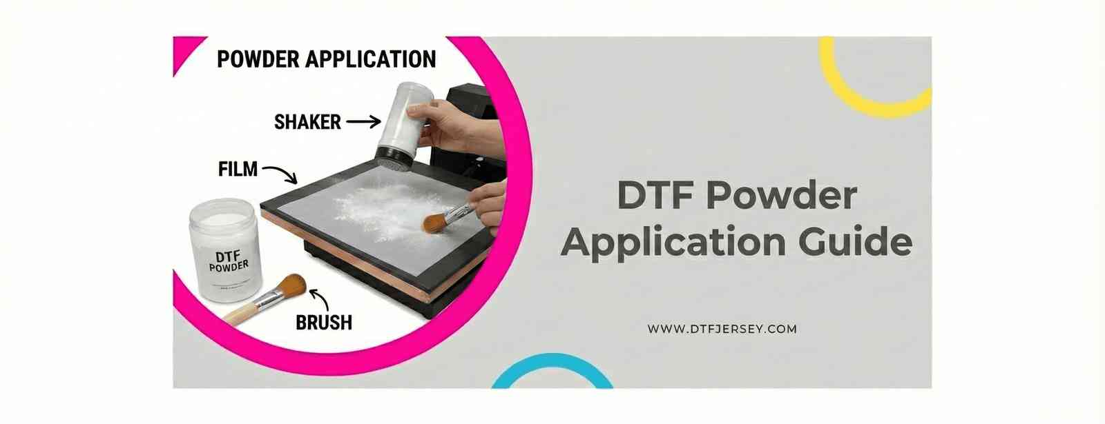DTF Powder application guide using shaker, film and brush 
