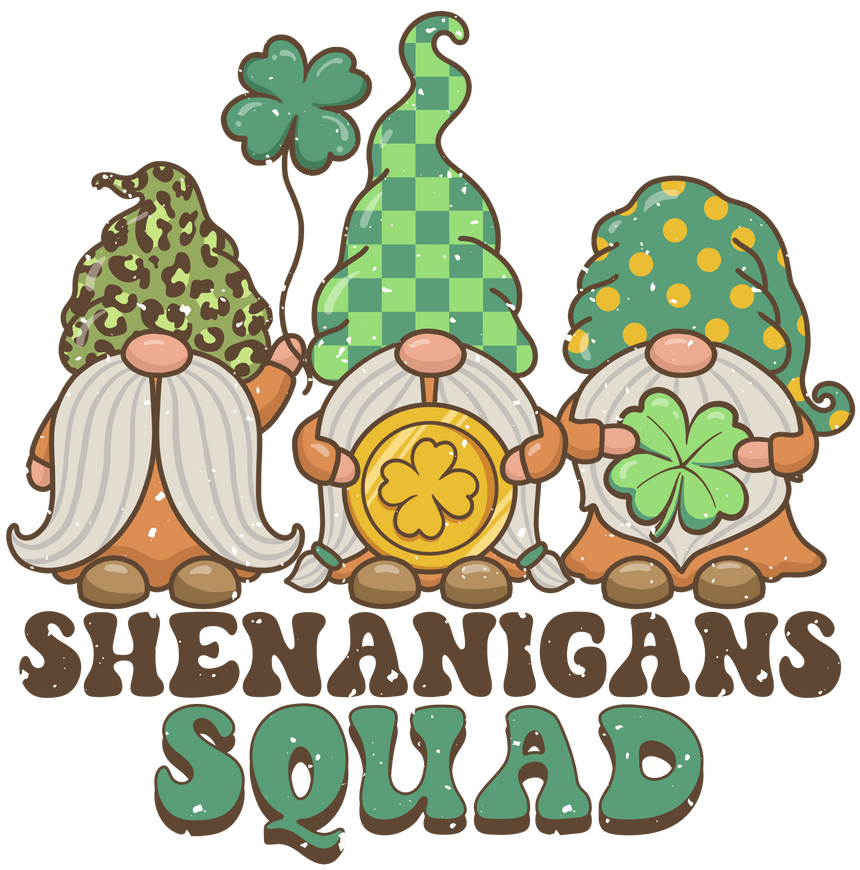 Shenanigans Squad gnome Saint Patricks Day DTF ready to press transfer
