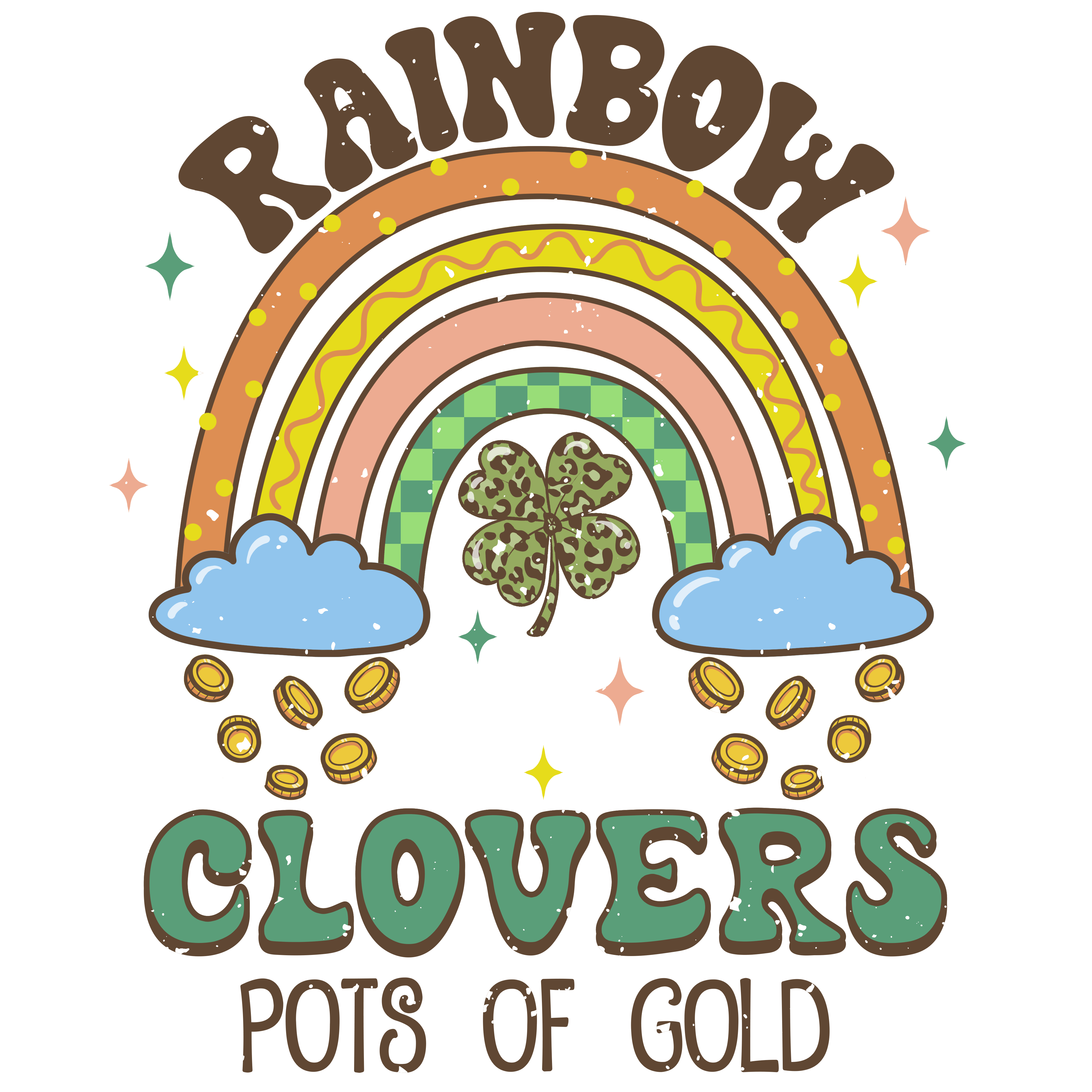 Rainbow Clovers Pots of Gold Saint Patrick's | DTF Jersey