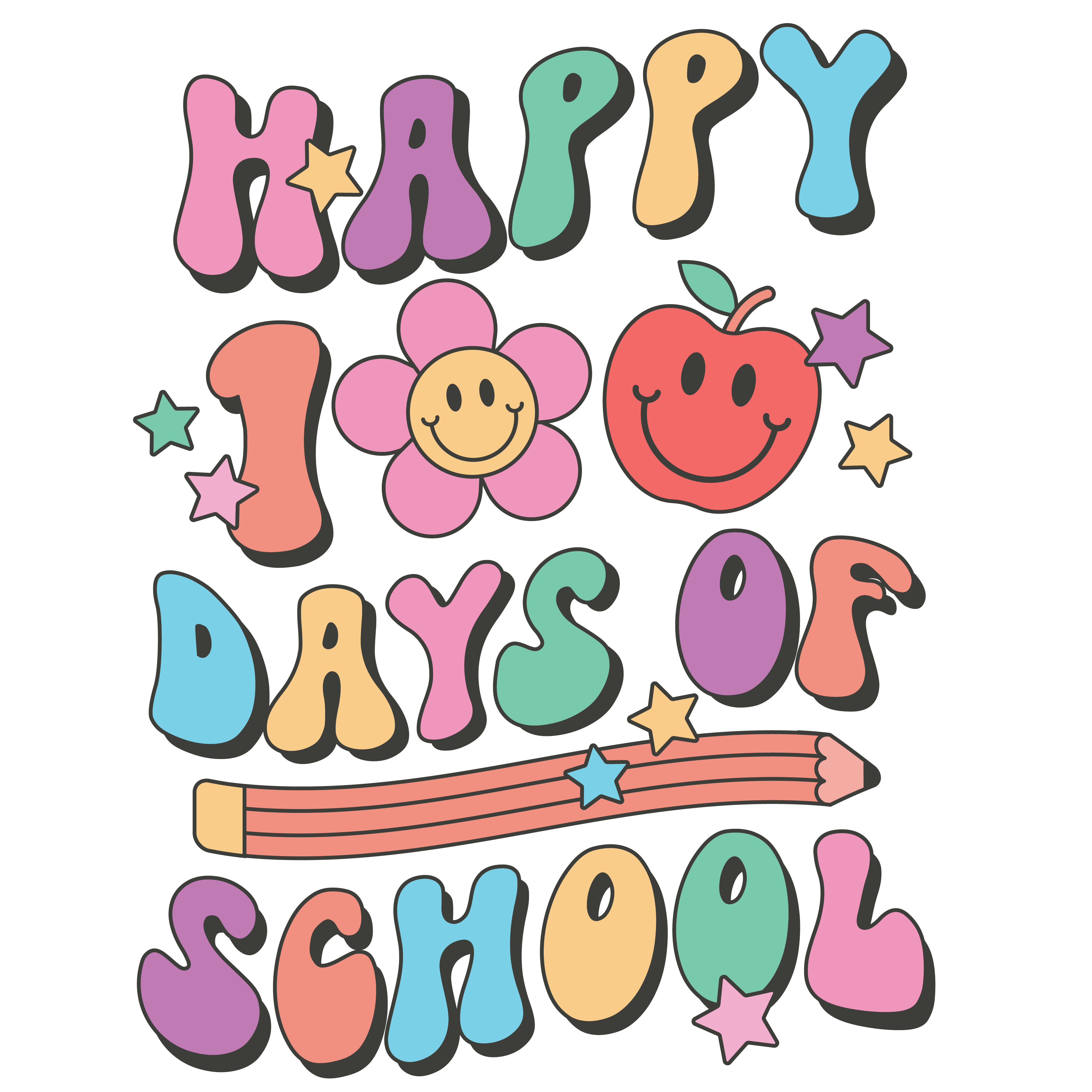 Happy 100 Days of School | DTF Ready To Press Designs