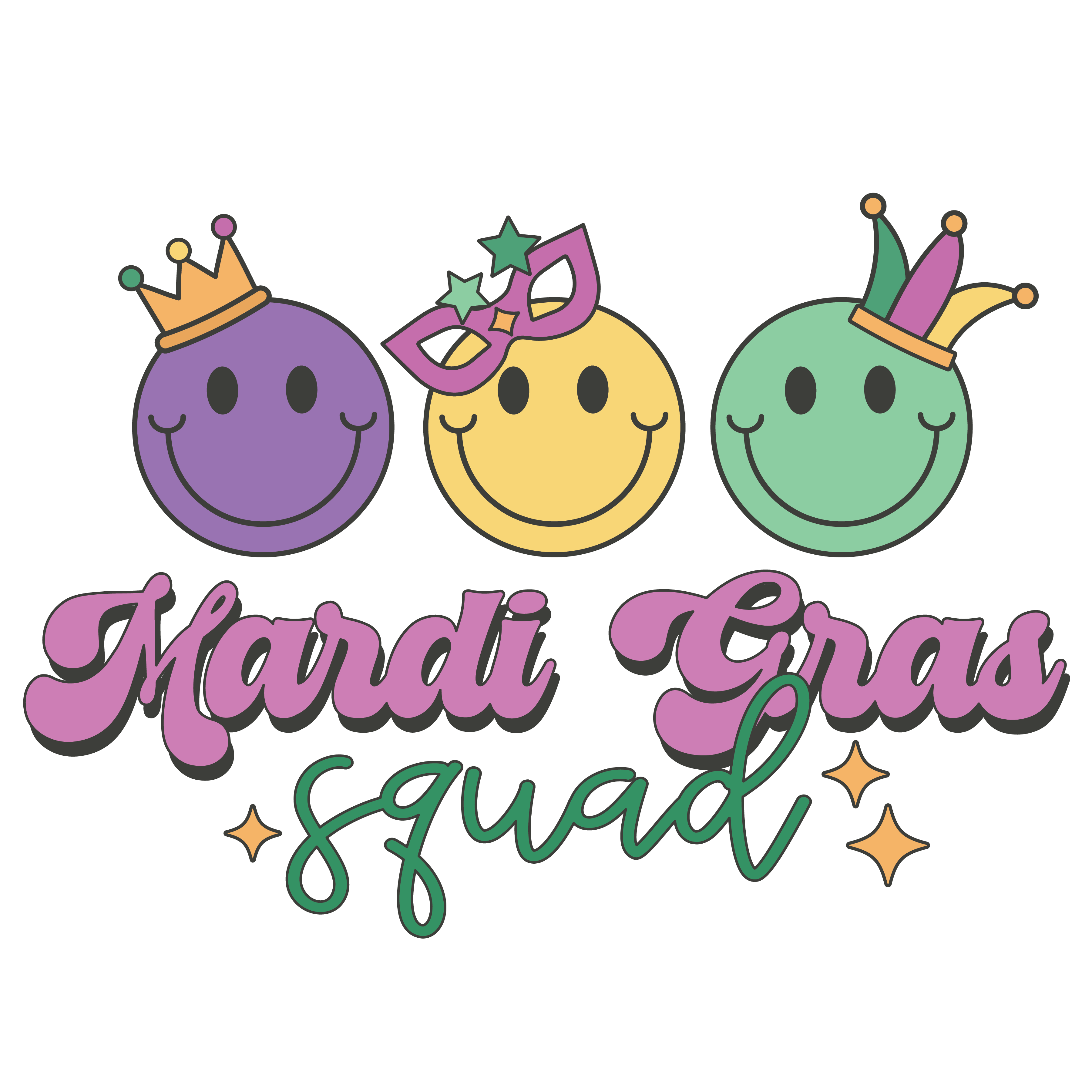 Mardi Gras Squad Design - DTF Ready To Press
