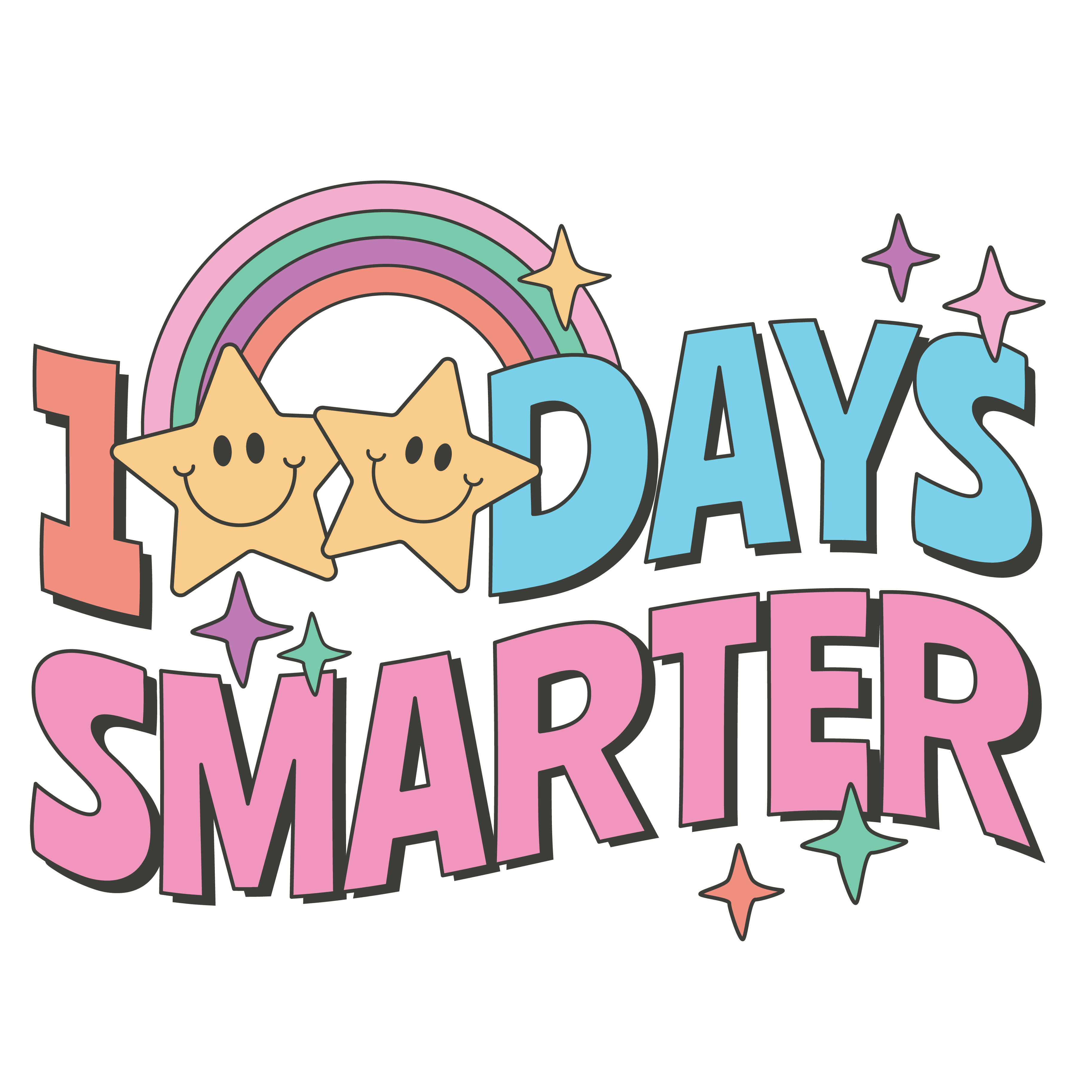 100 Days Smarter Design | DTF Ready To Press Designs