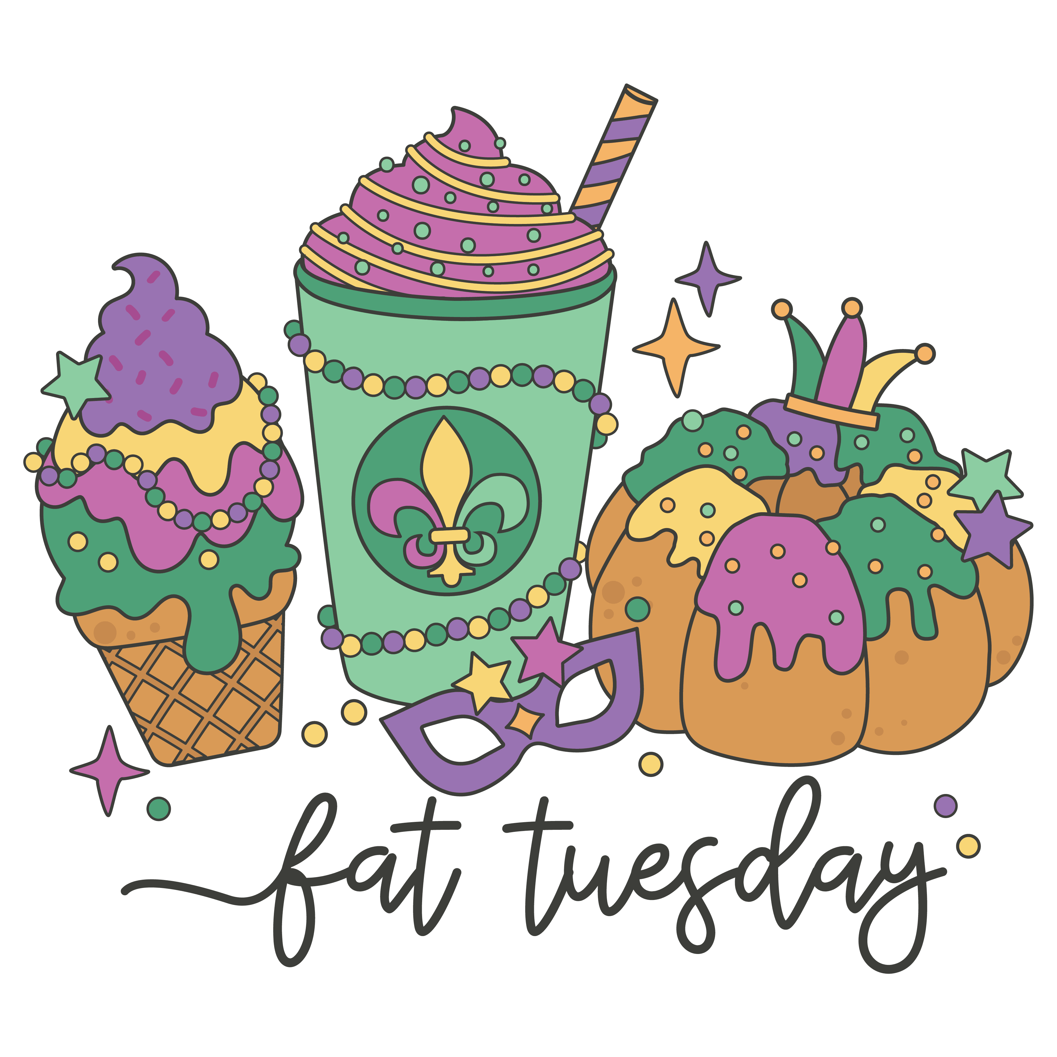 Fat Tuesday Mardi Gras Design - DTF Ready To Press