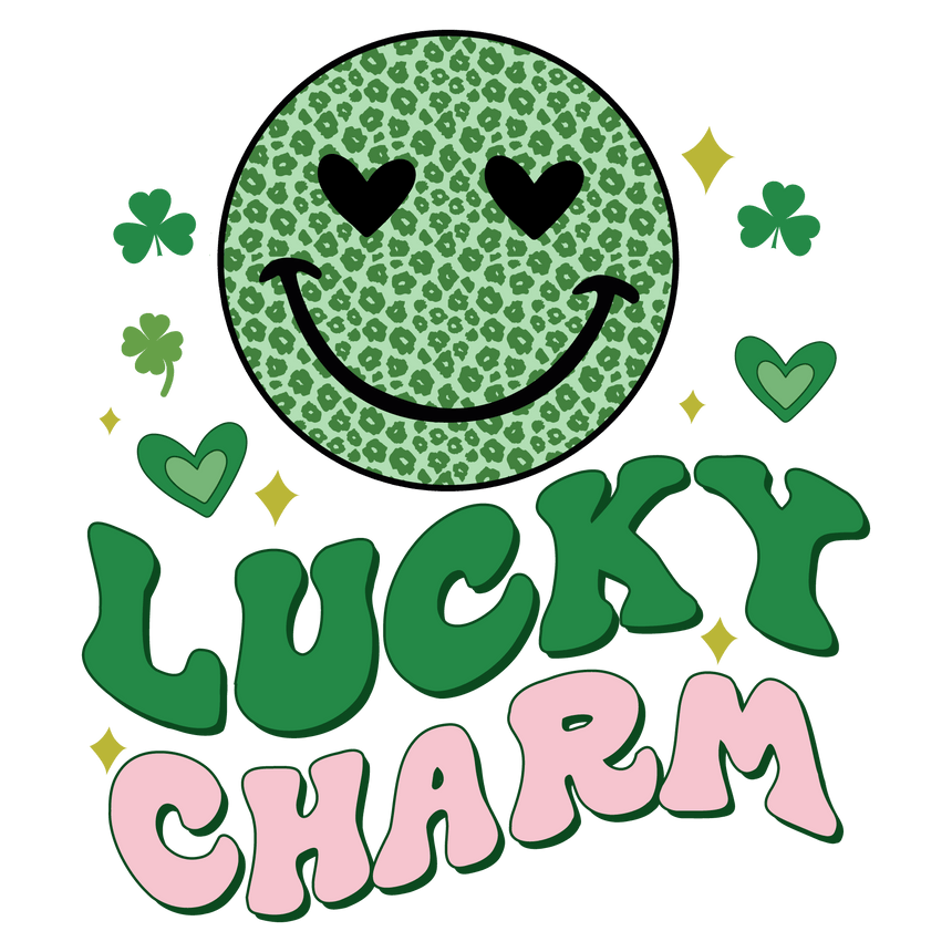 Lucky Charm smiley Saint Patricks Day DTF ready to press transfer