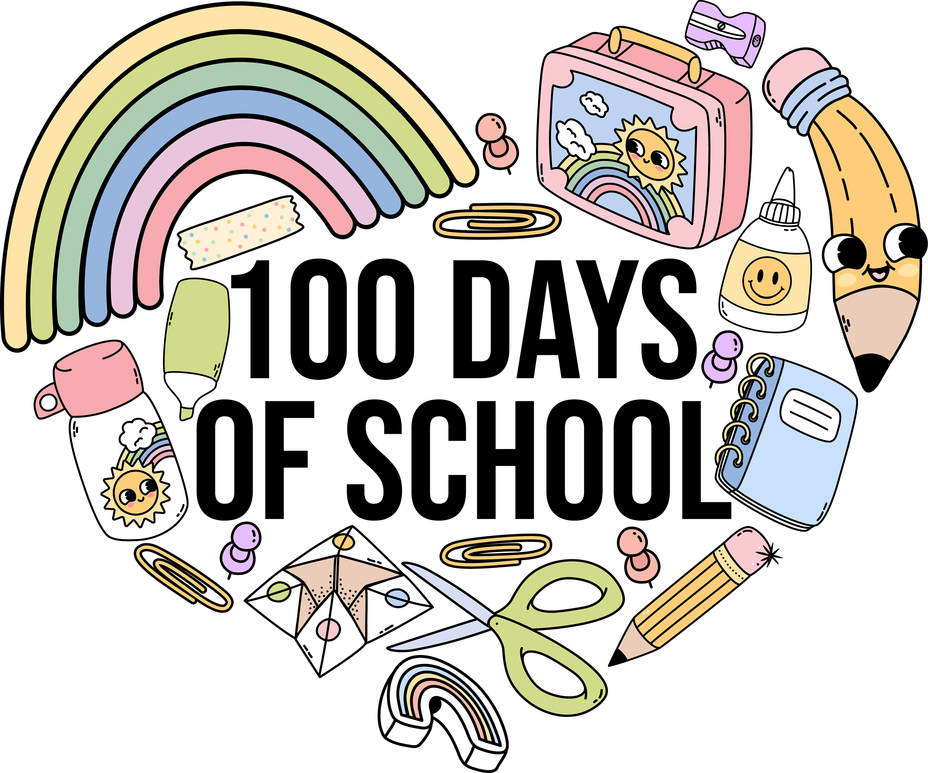 Cute 100 Days Of School Design | DTF Ready To Press Designs