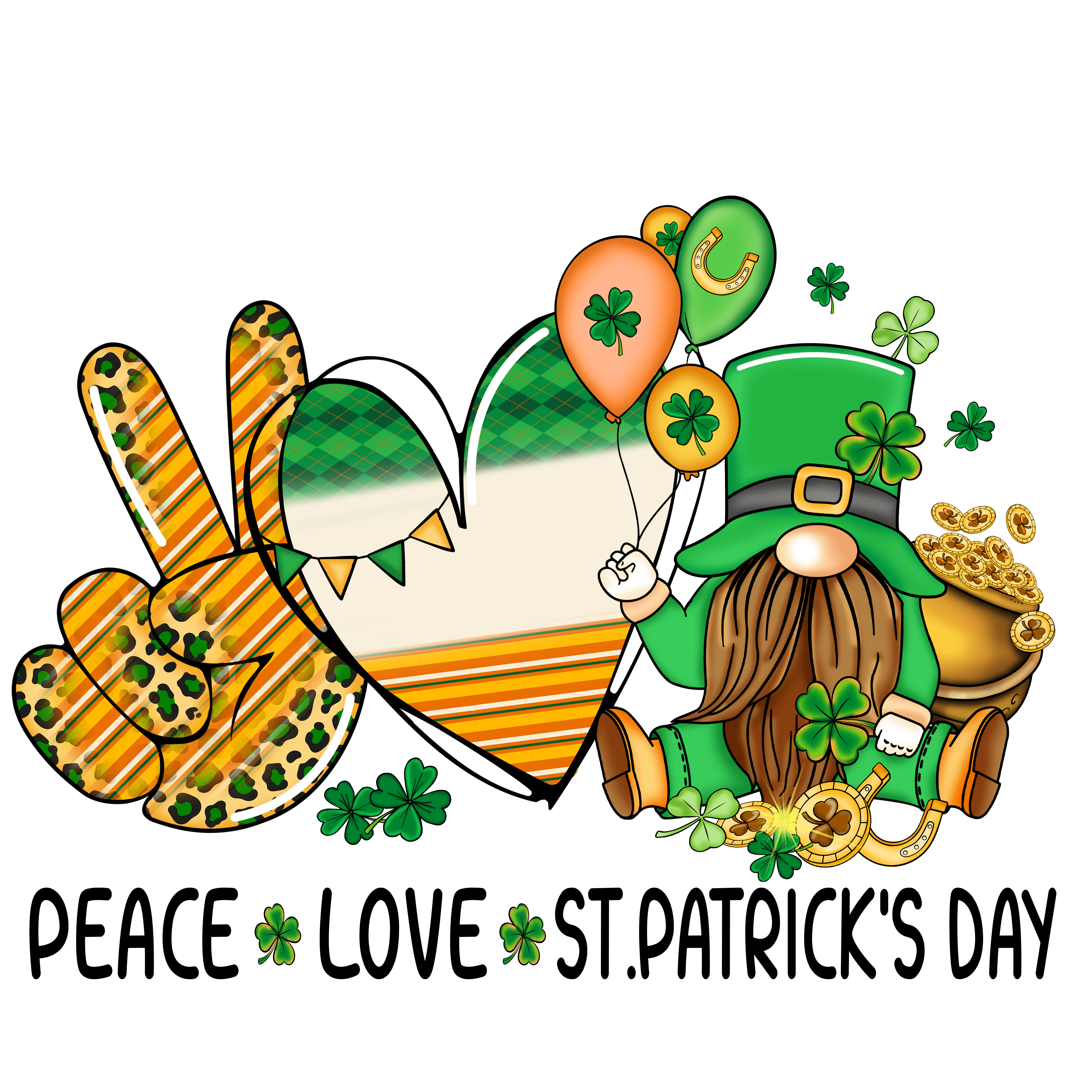 Peace Love - Saint Patrick's Day Gnome Design | DTF Jersey