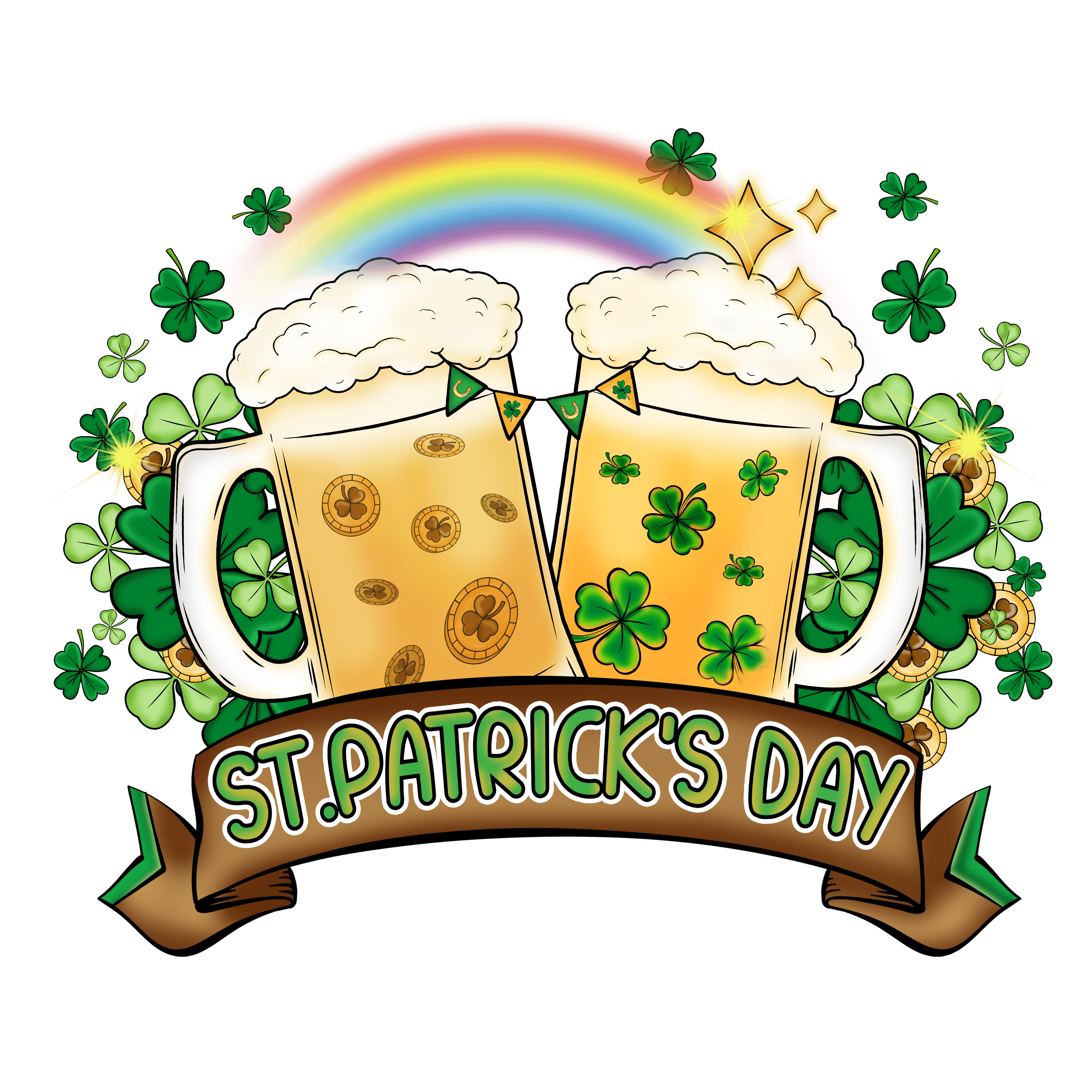 Saint Patrick's Day Beer and Rainbow Design | DTF Jersey