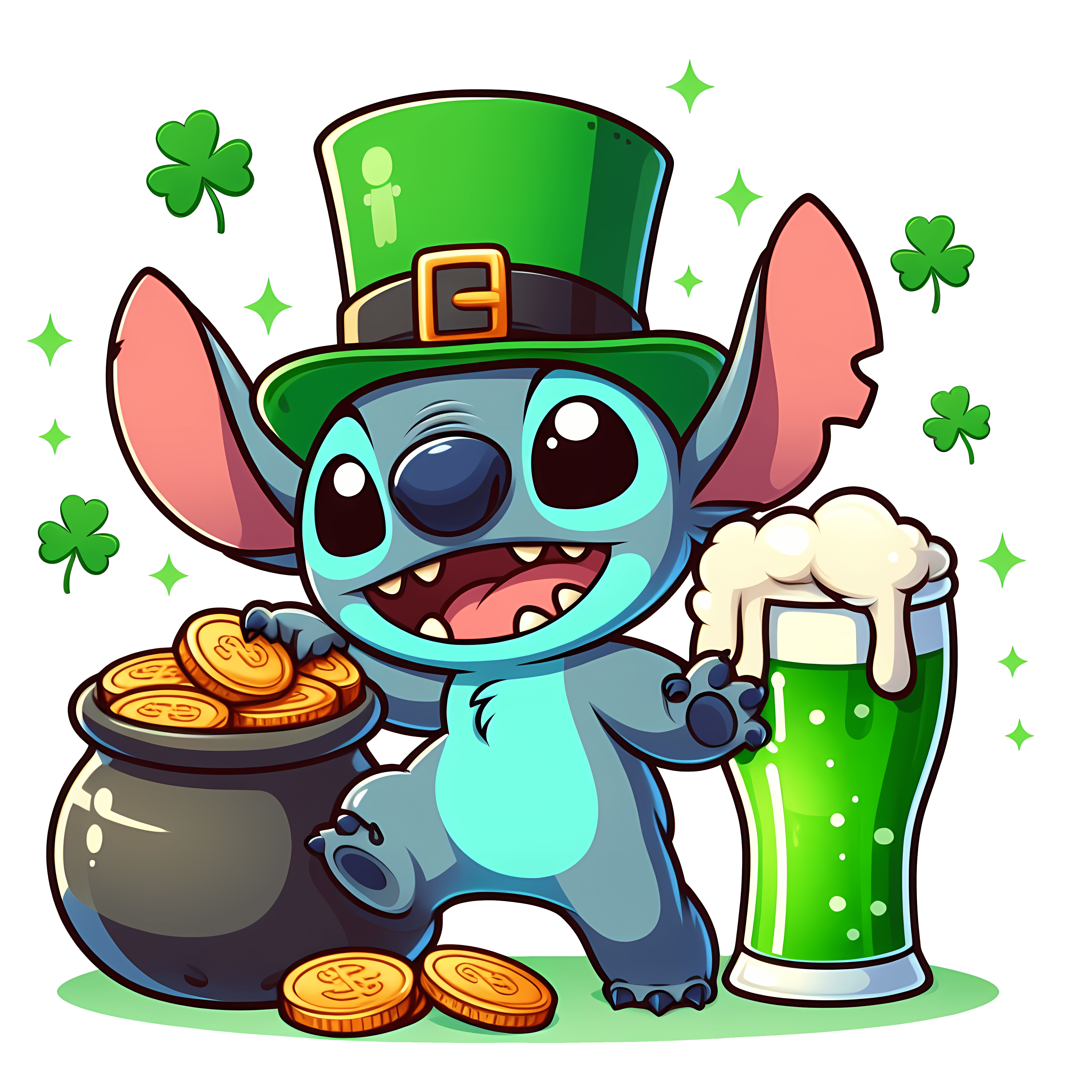 Lilo & Stitch Saint Patty Luck Charm Design | DTF Jersey