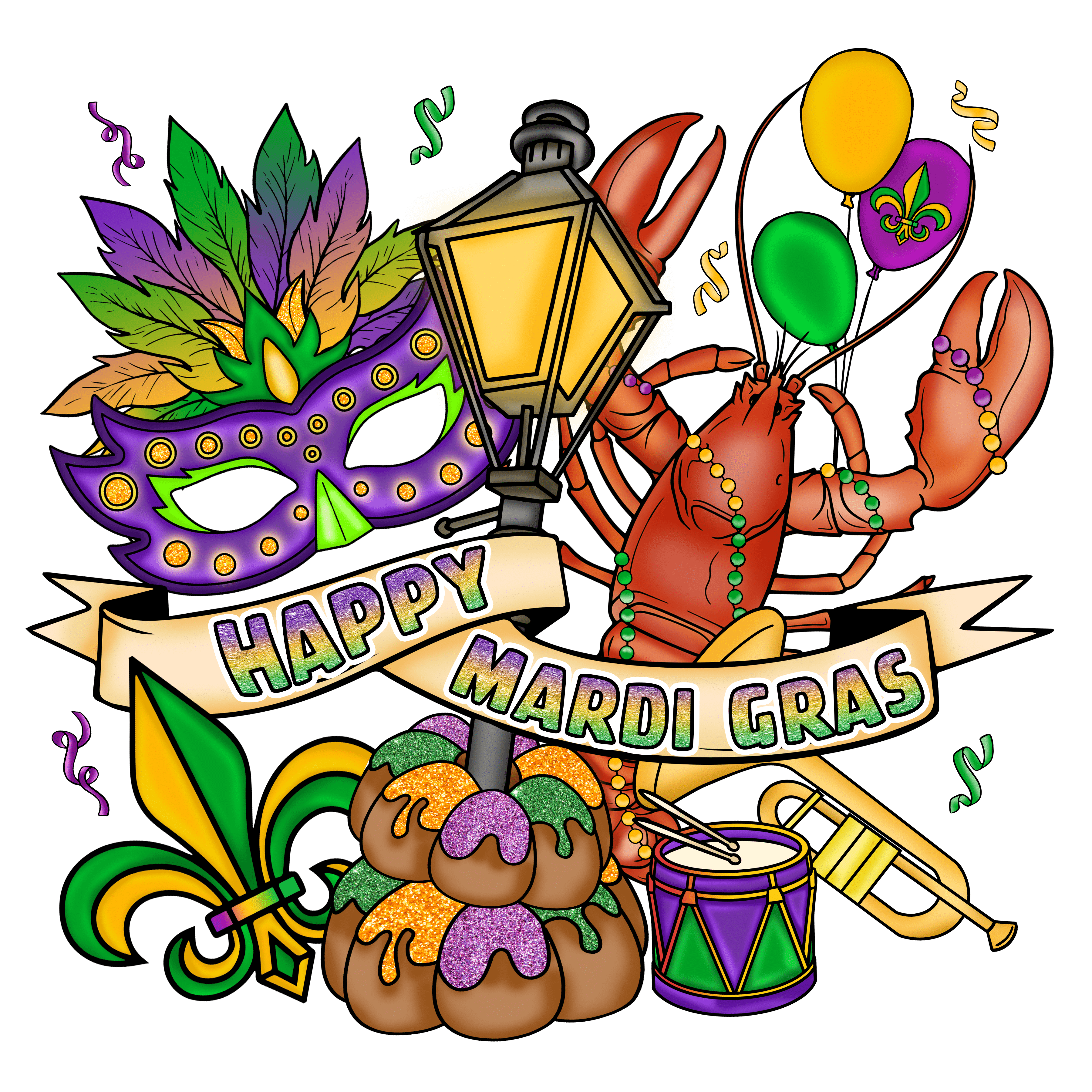 Happy Mardi Gras Design DTF-Ready to Press (V2) | DTF Jersey