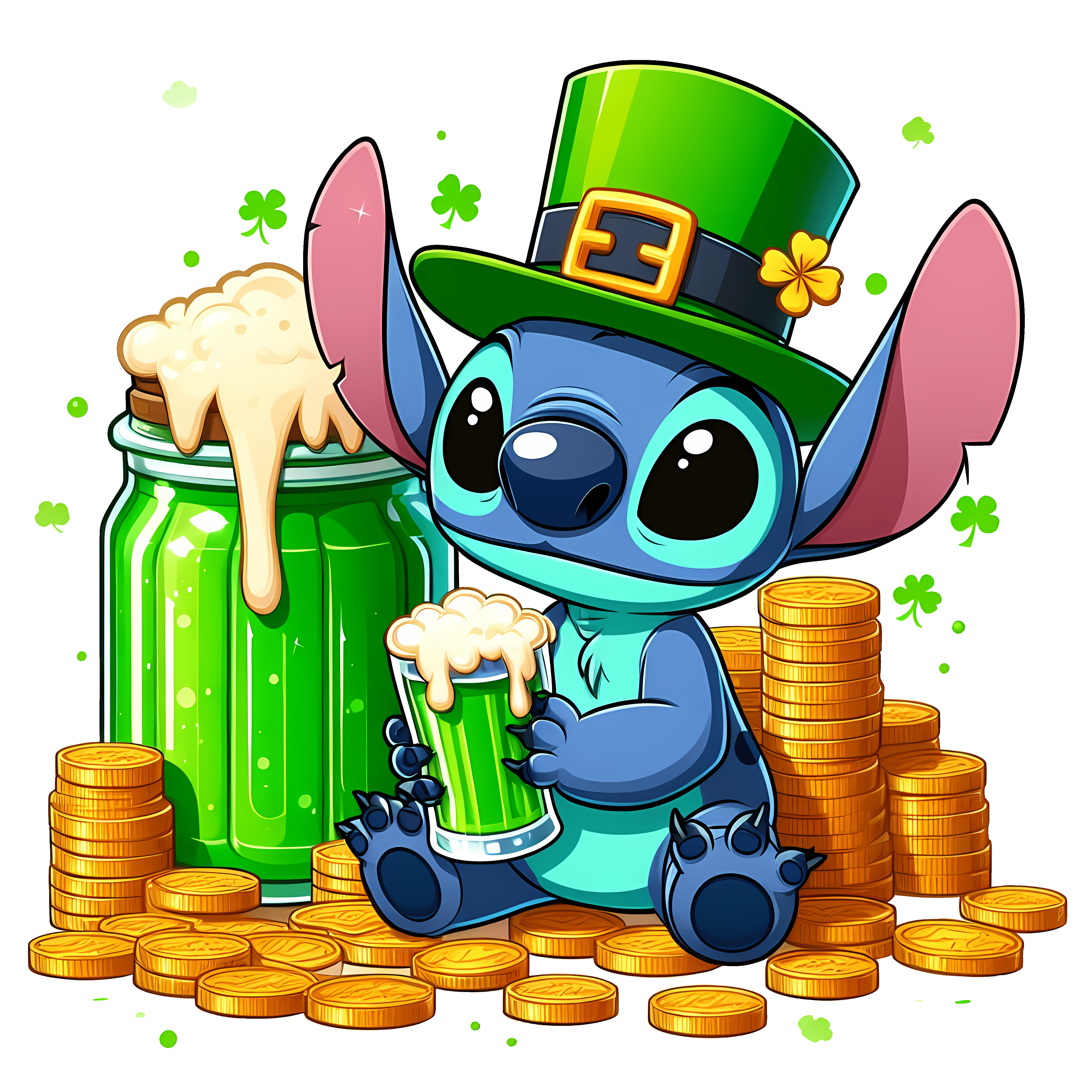 Disney Stitch St. Patty's Day Design - DTF Ready To Press