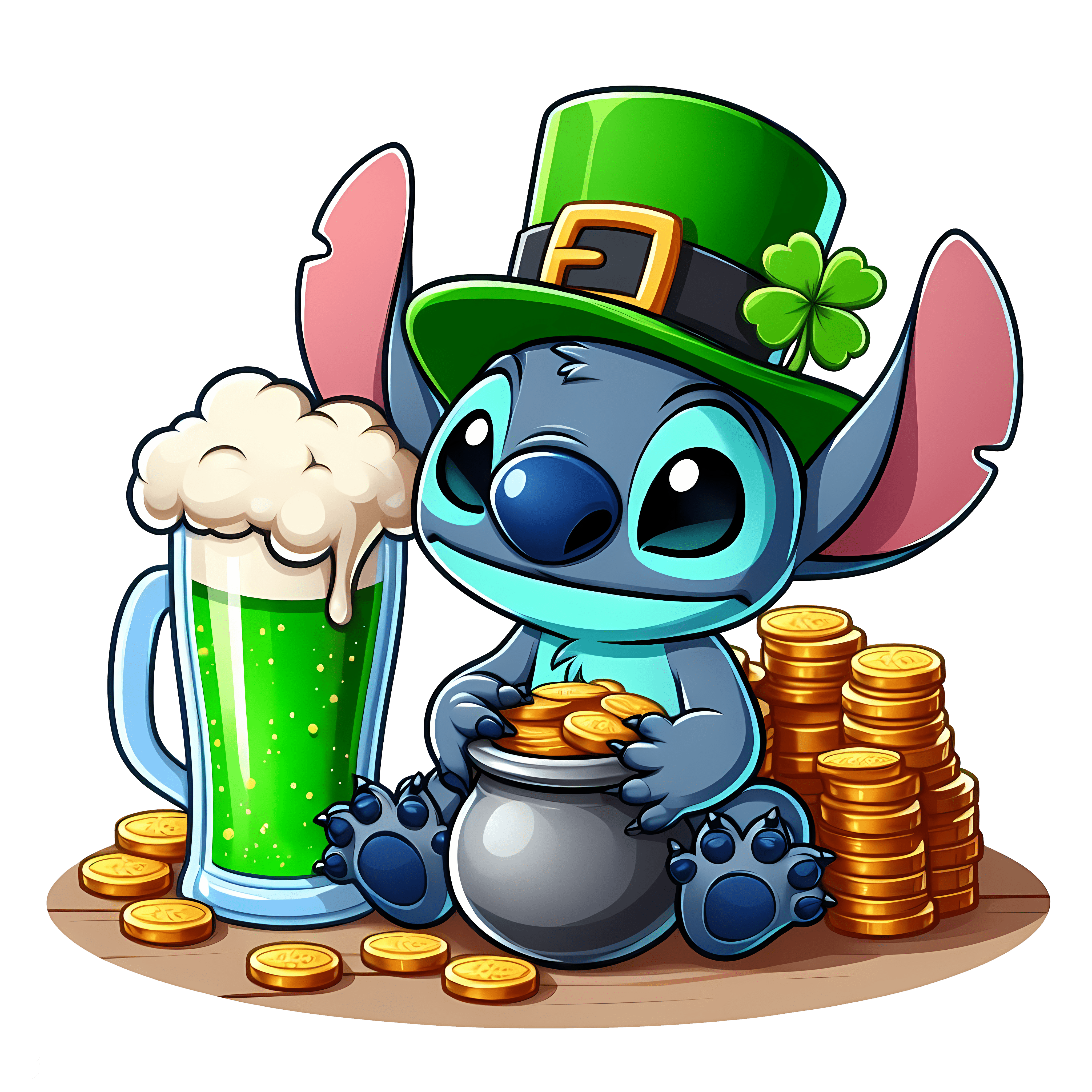 Disney Stitch St. Patty's Green Beer Design | DTF Jersey