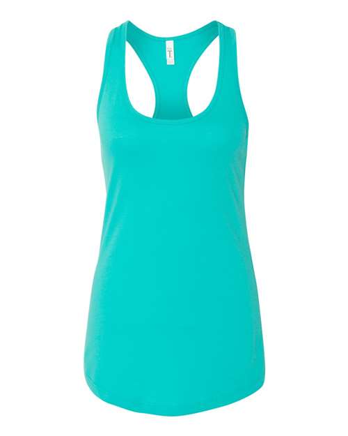 Next Level 1533 racerback tank in Tahiti Blue, flat lay front