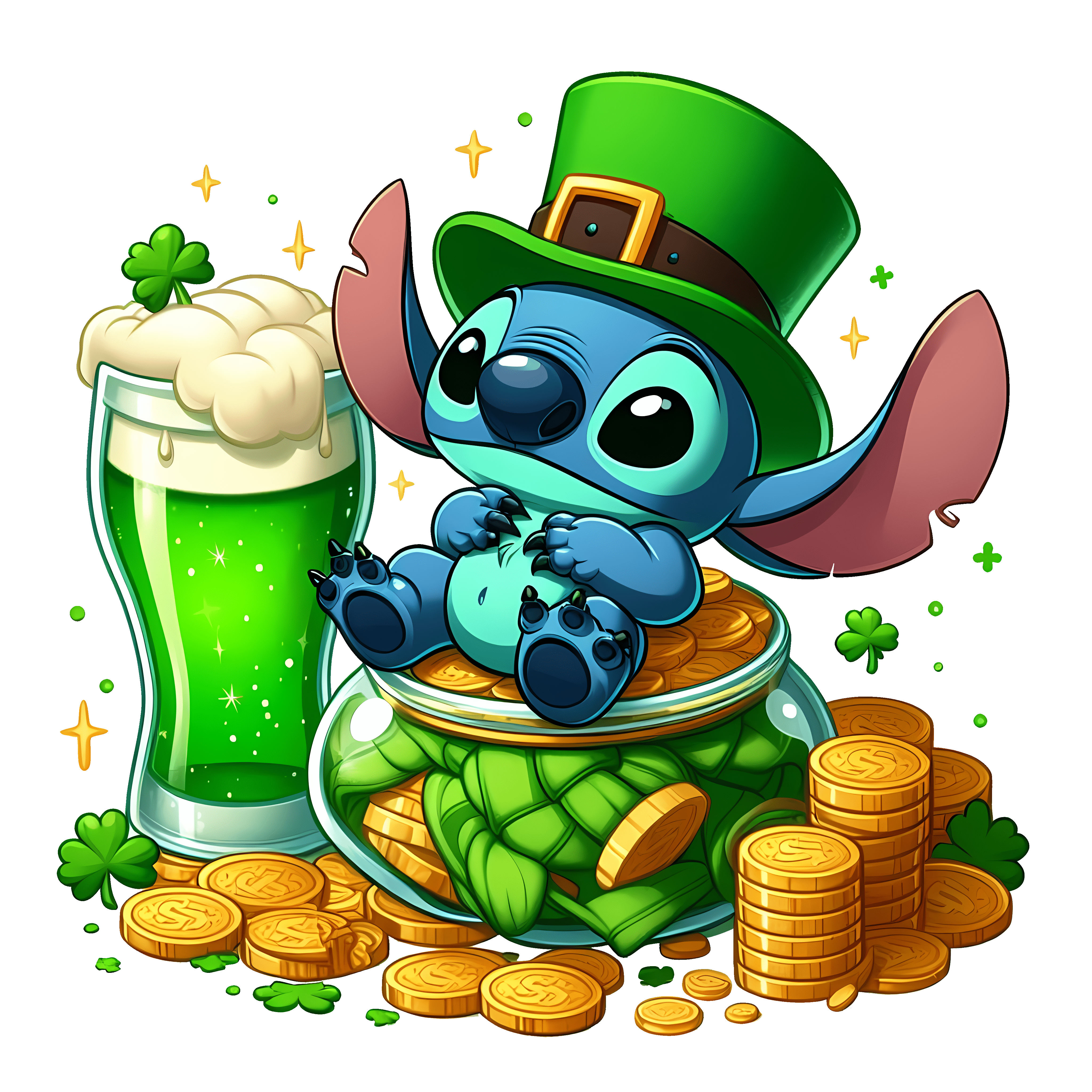 Lilo and Stitch Saint Patrick's Beer Lover | DTF Jersey