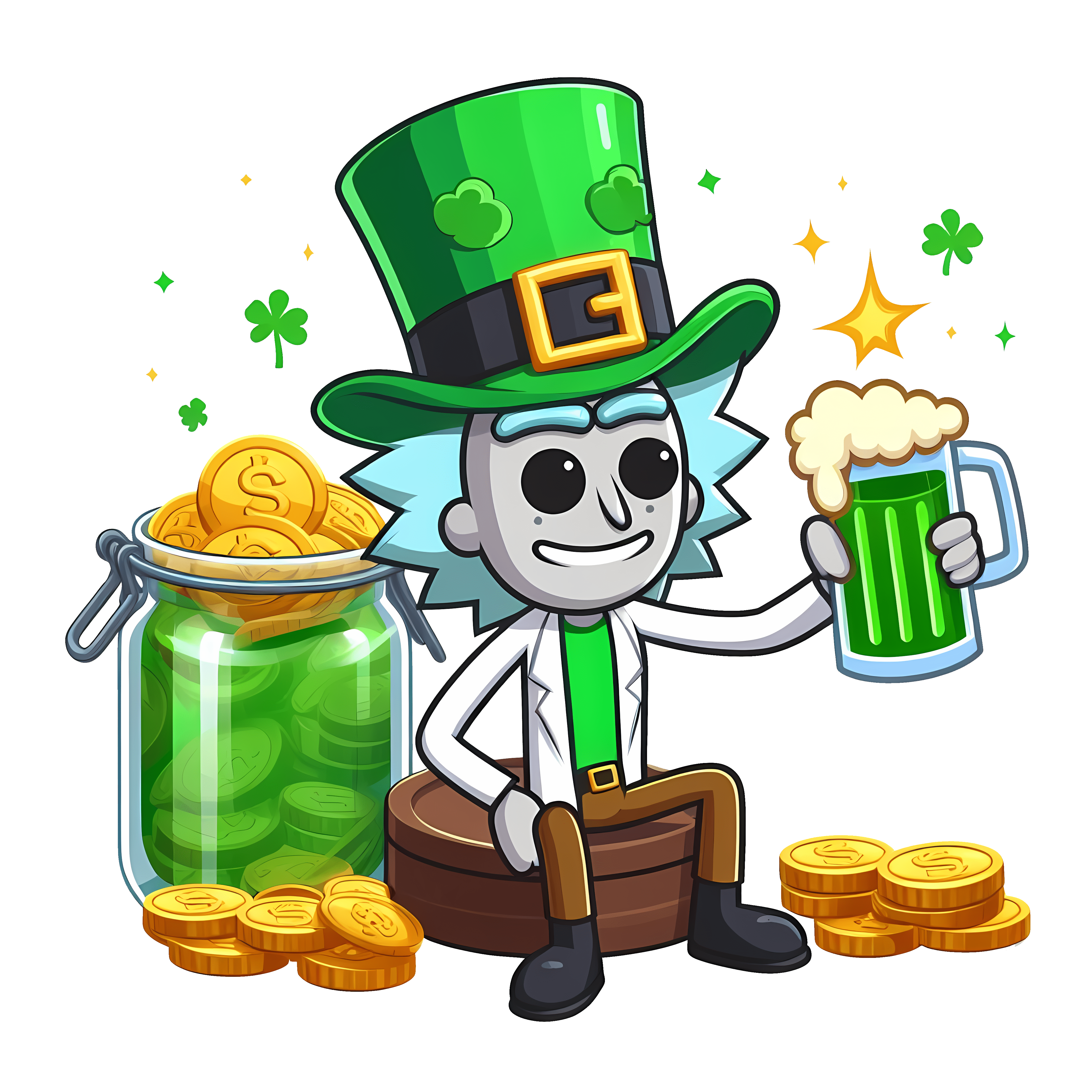 Rick Drinking Beer St Patrick's Day Design | DTF Jersey