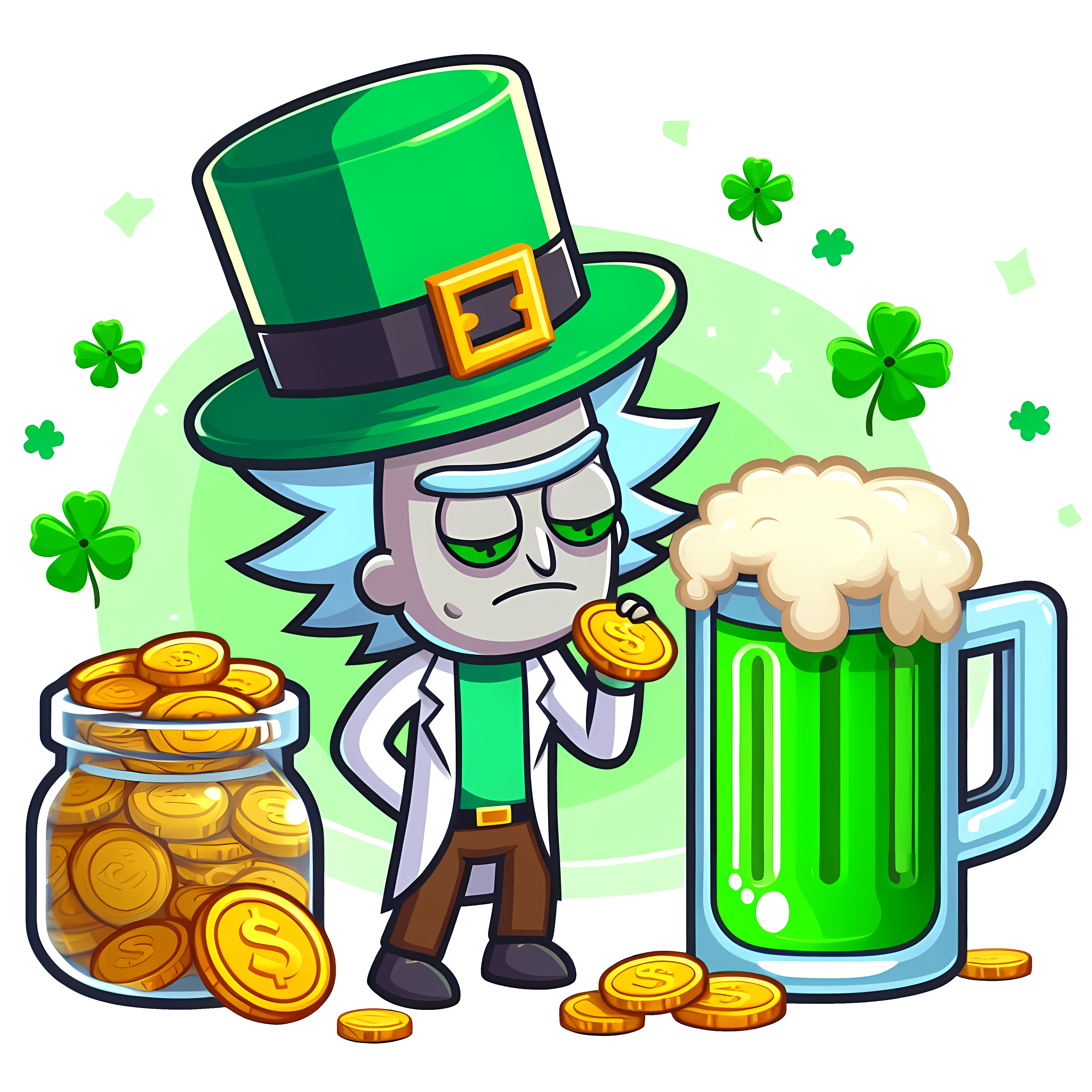 Rick and Beer Drinking Saint Patrick Day Design | DTF Jersey