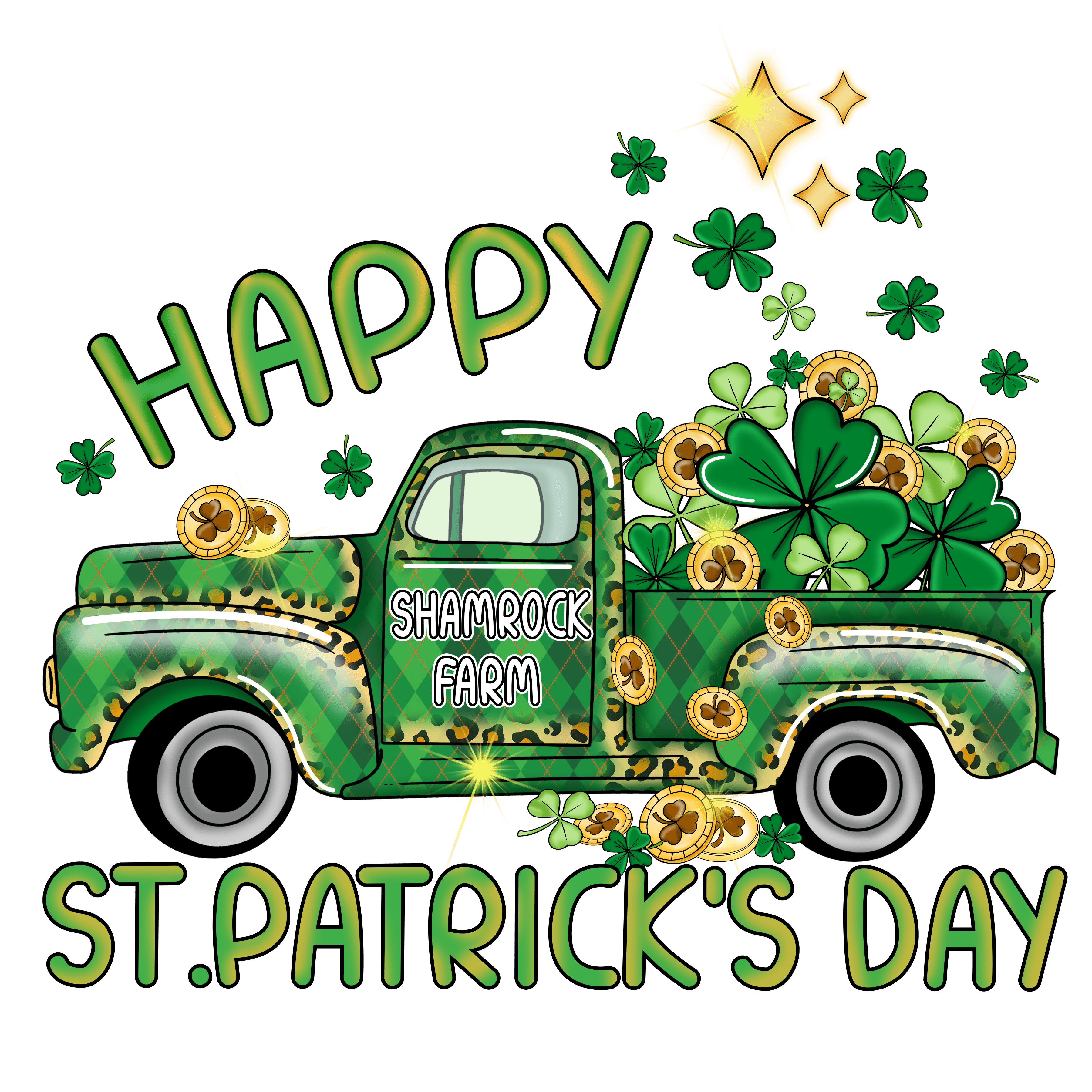 Happy Saint Patrick's Day Clover Truck Design | DTF Jersey