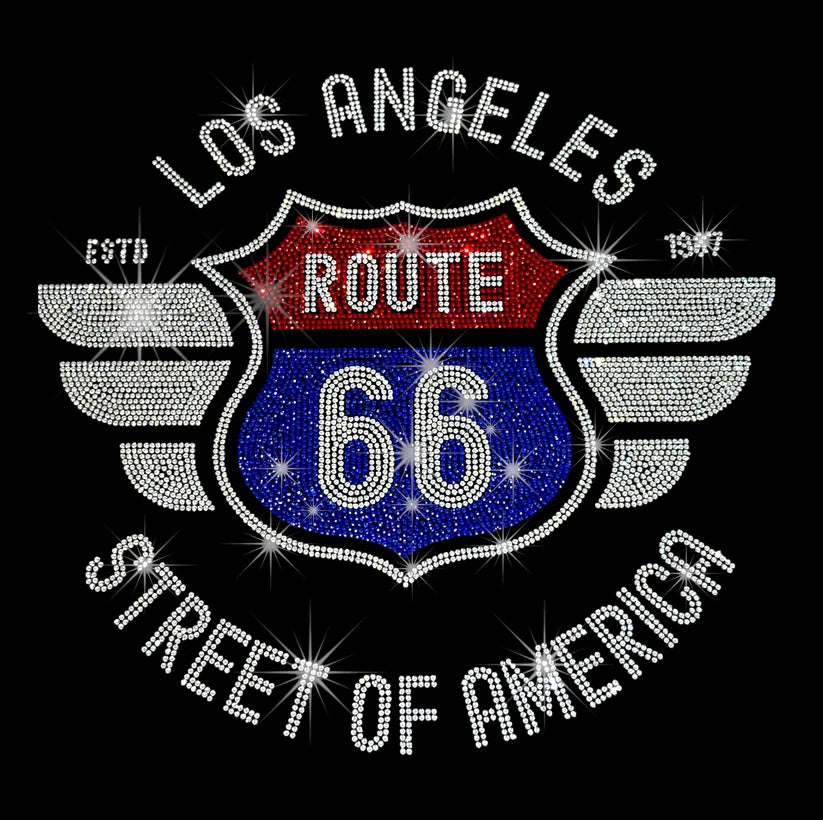 Route 66 LA Rhinestone Hot Fix Transfer | Style 25040