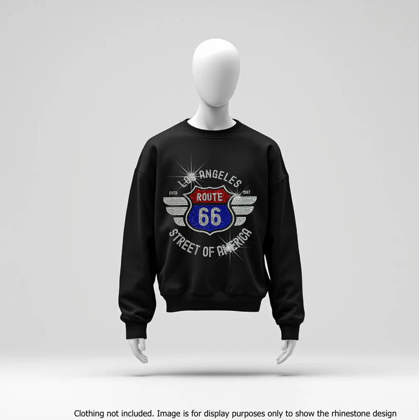 Route 66 LA Rhinestone Hot Fix Transfer | Style 25040