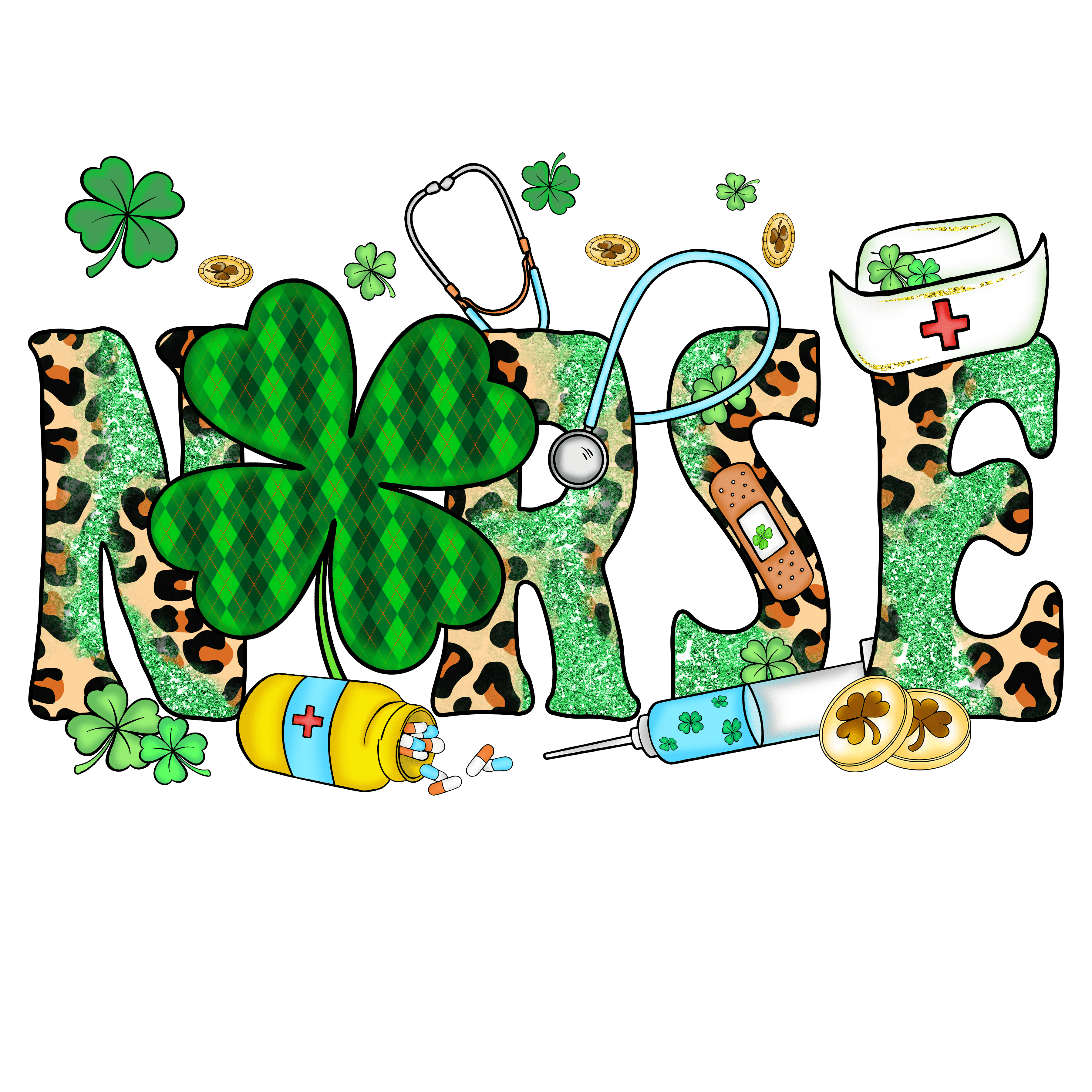 Nurse Saint Patrick's Day Clover Design | DTF Jersey
