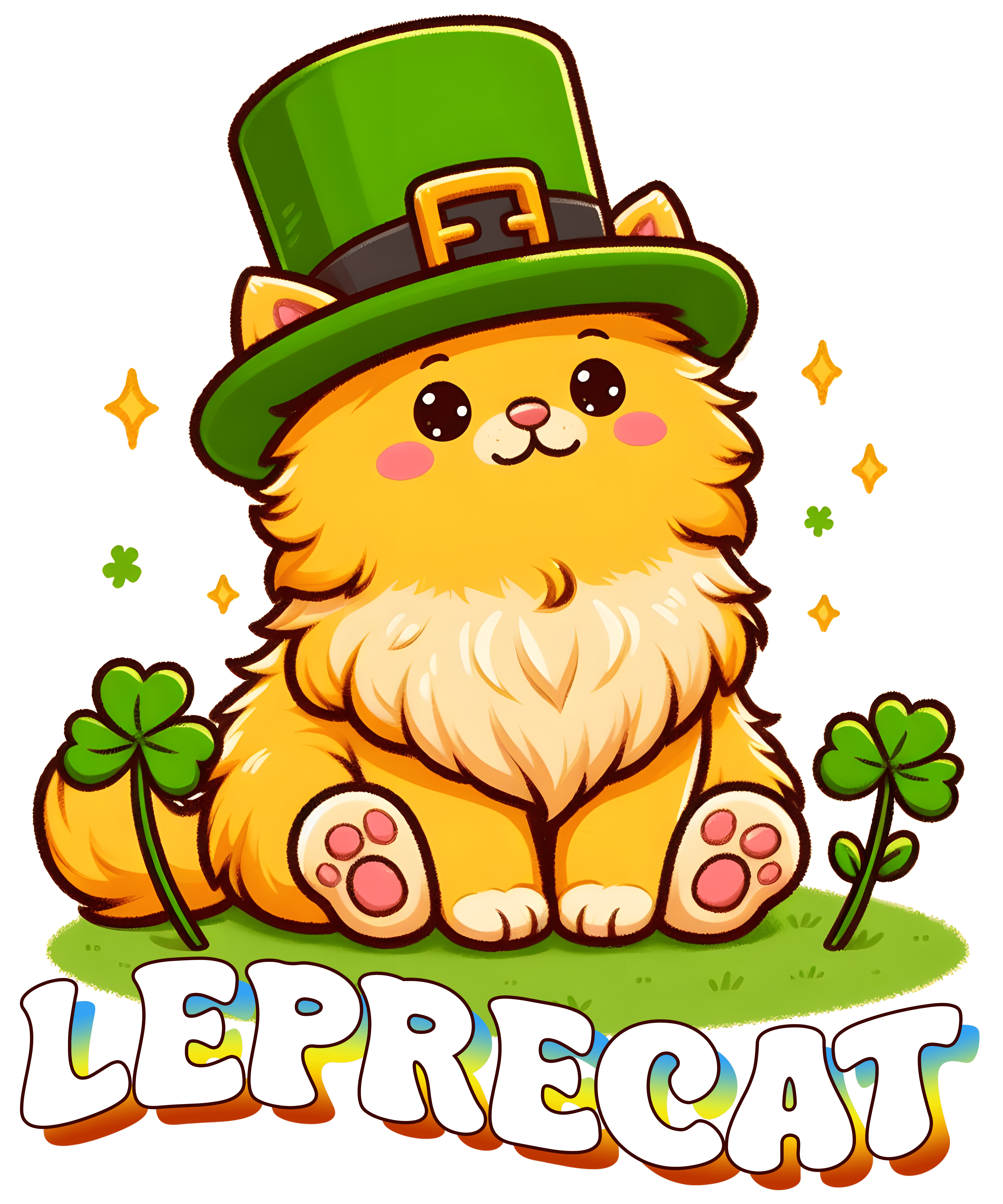 Saint Patrick's Day Leprechaun Cat Design | DTF Jersey
