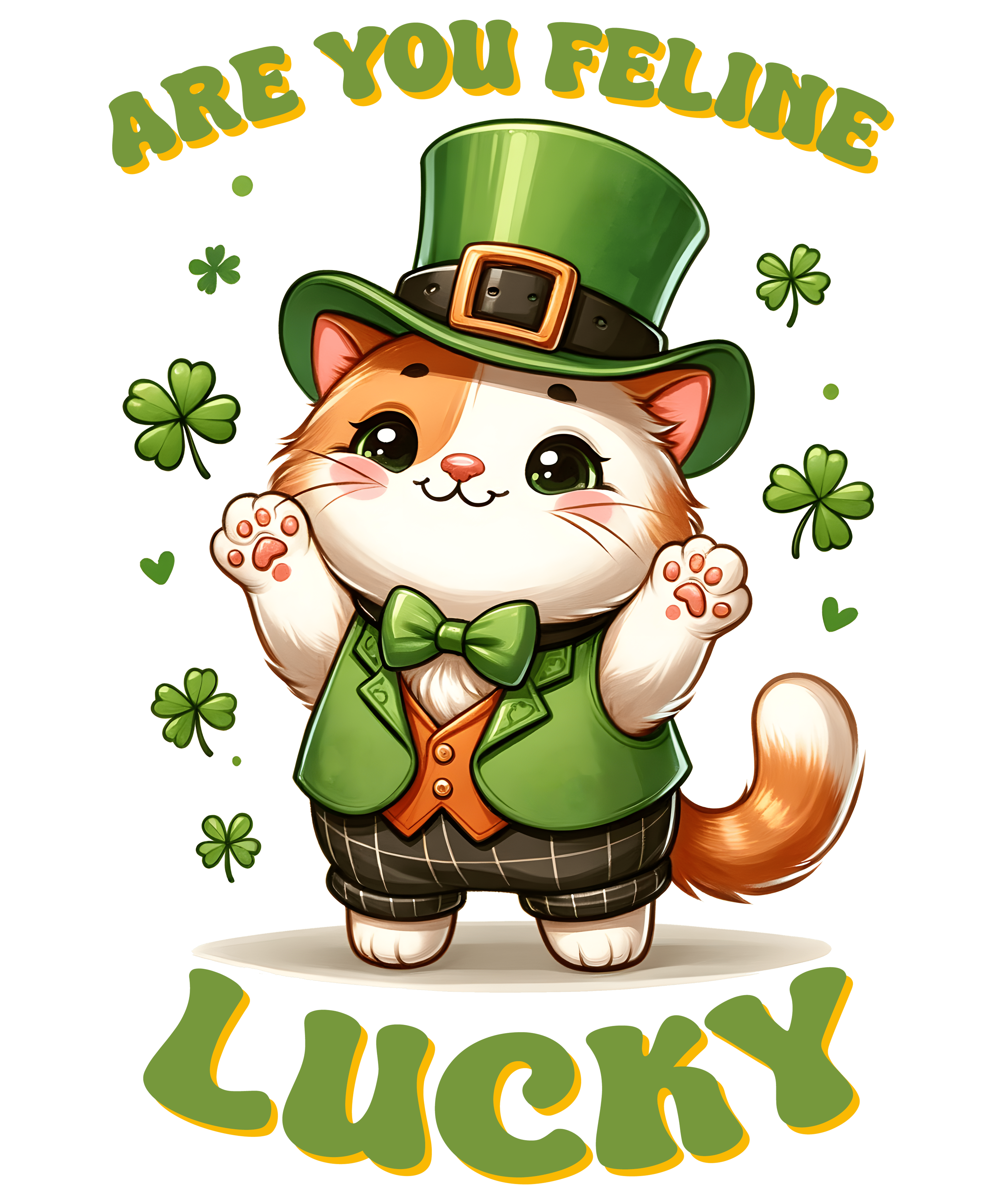 Happy Patrick's Day Feline Lucky Cat Design | DTF Jersey