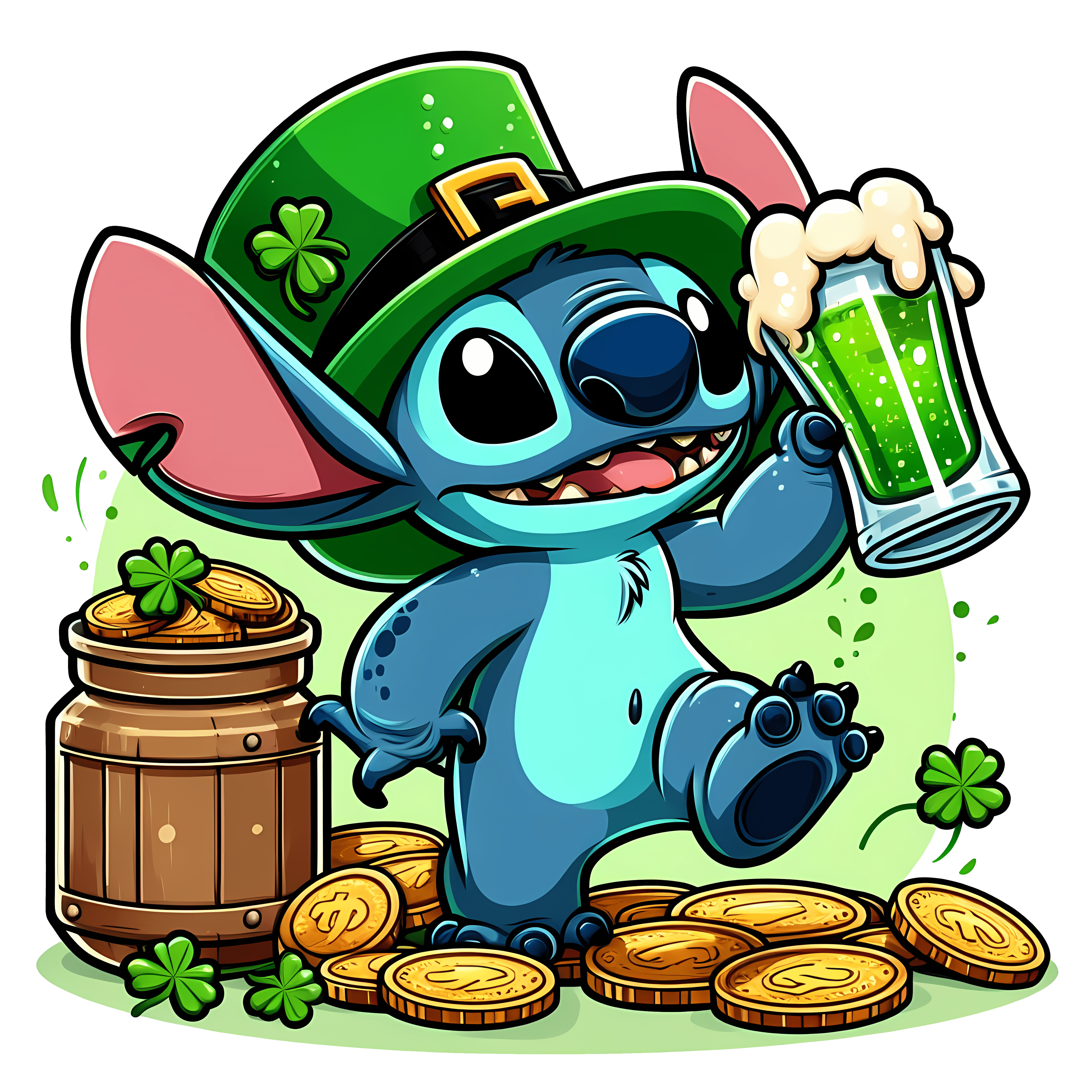 Disney Stitch - Saint Patrick's Clover Design | DTF Jersey