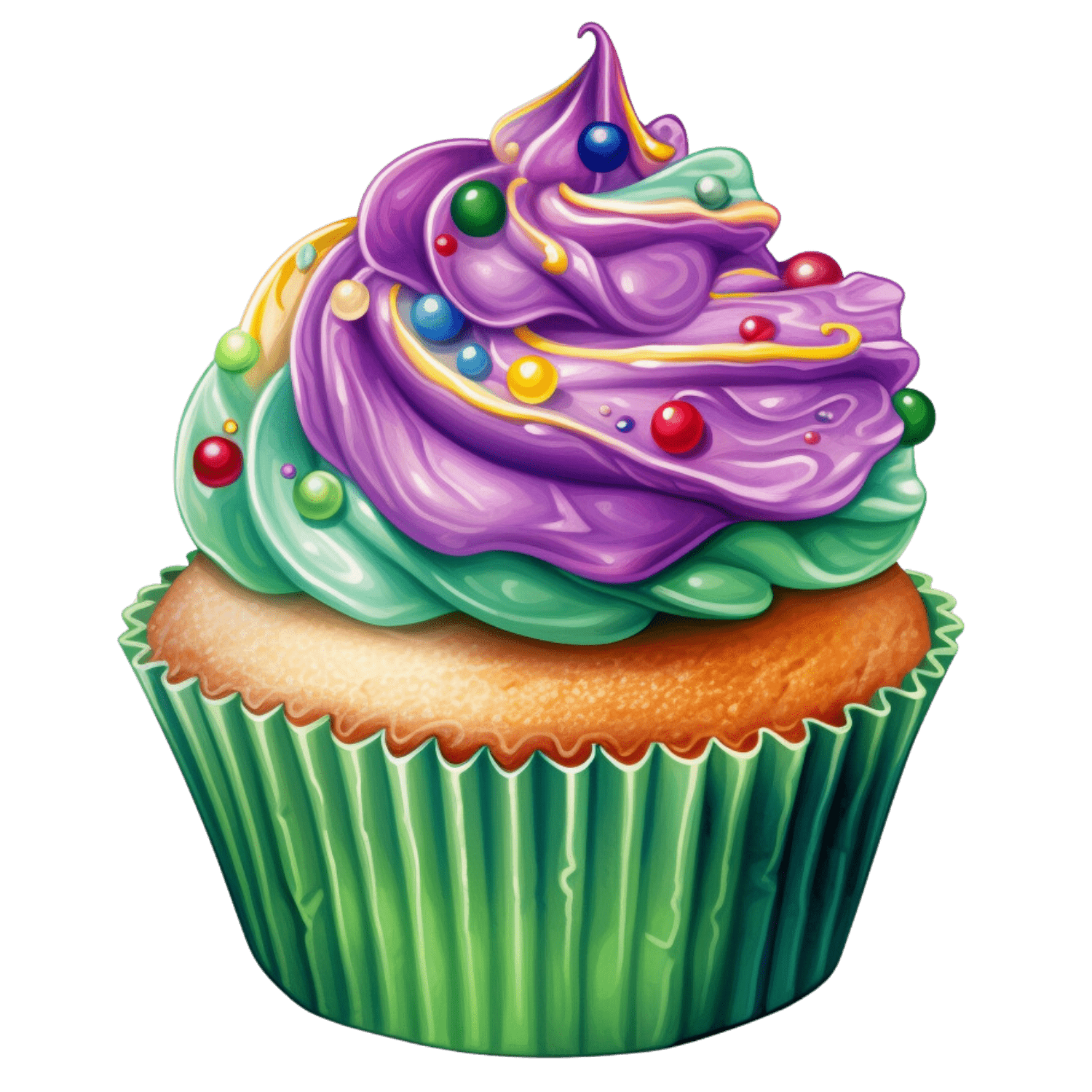 Mardi Gras Cupcake Design - DTF Ready To Press
