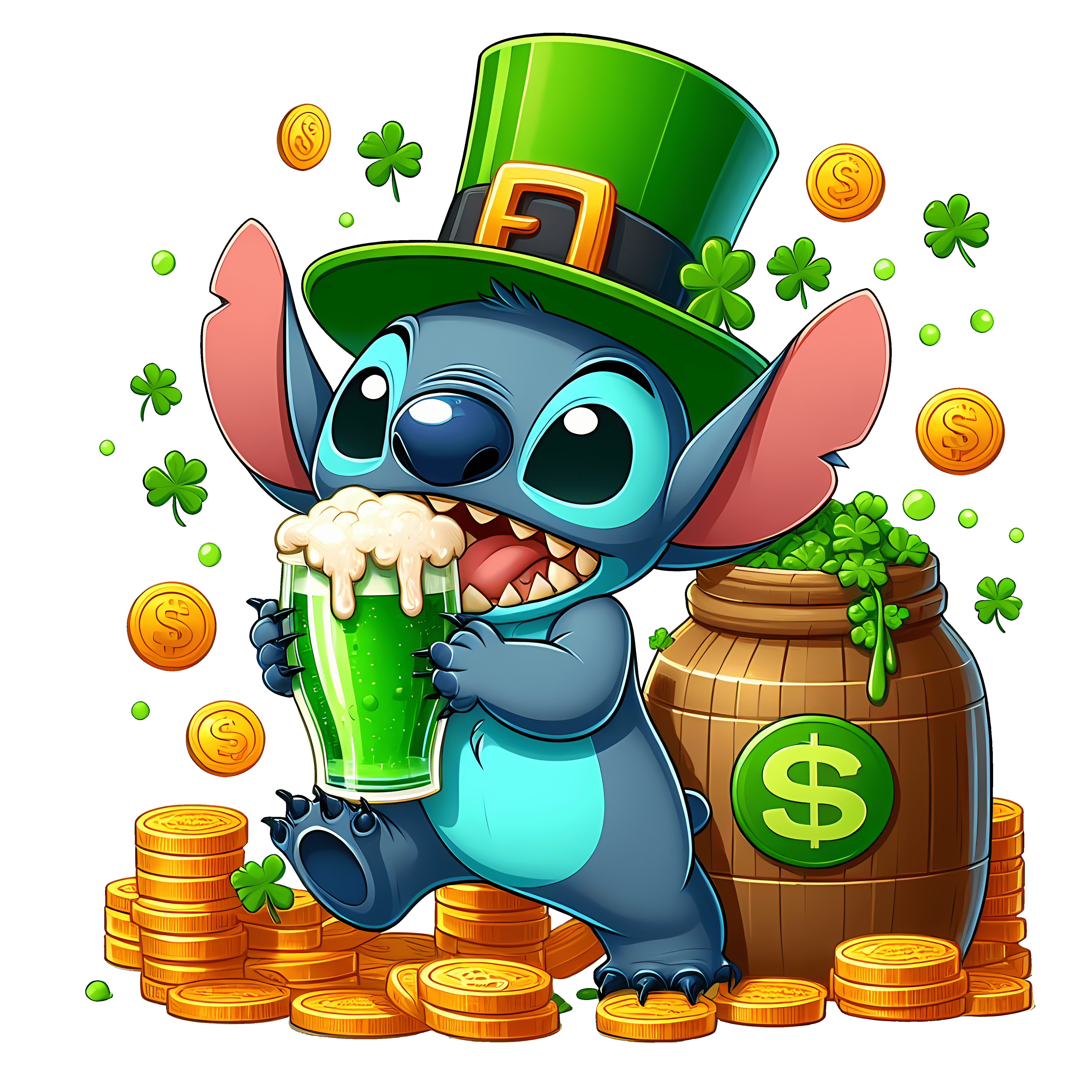 Lilo and Stitch Saint Patty's Feeling Lucky | DTF Jersey