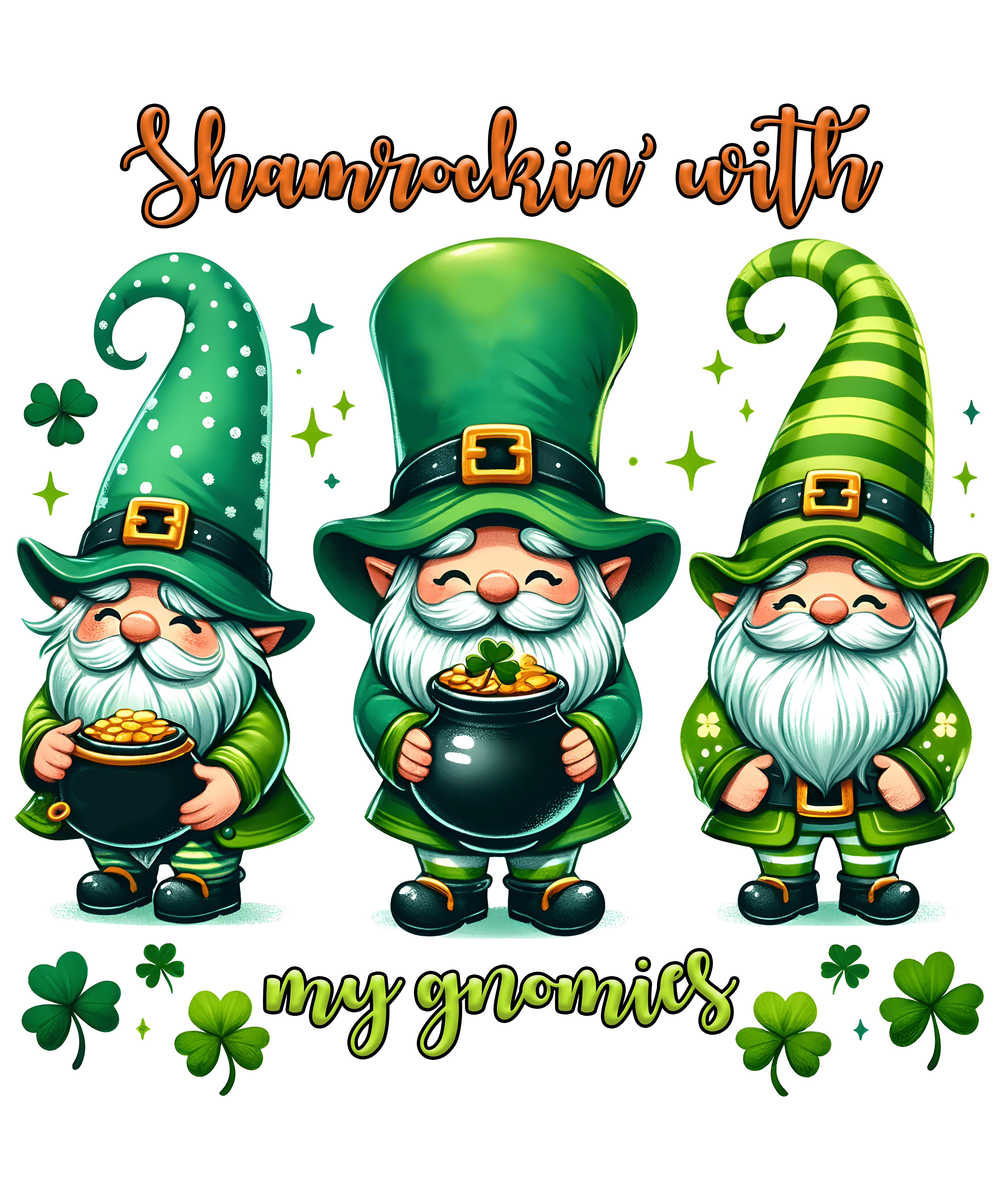 Happy Patrick's Day Cute Gnomies Design | DTF Jersey