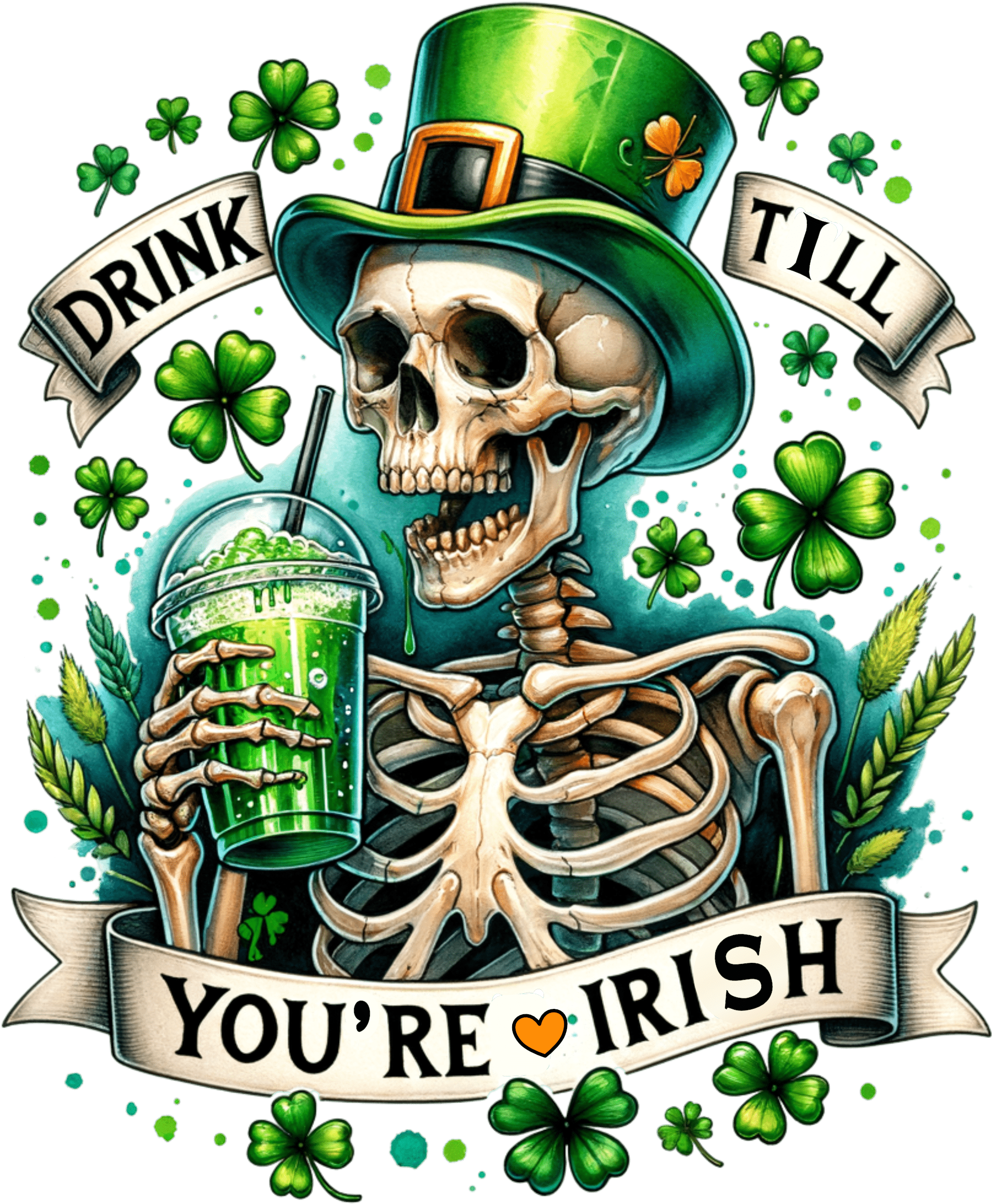 Saint Patrick's Day Funny Skeleton Design | DTF Jersey