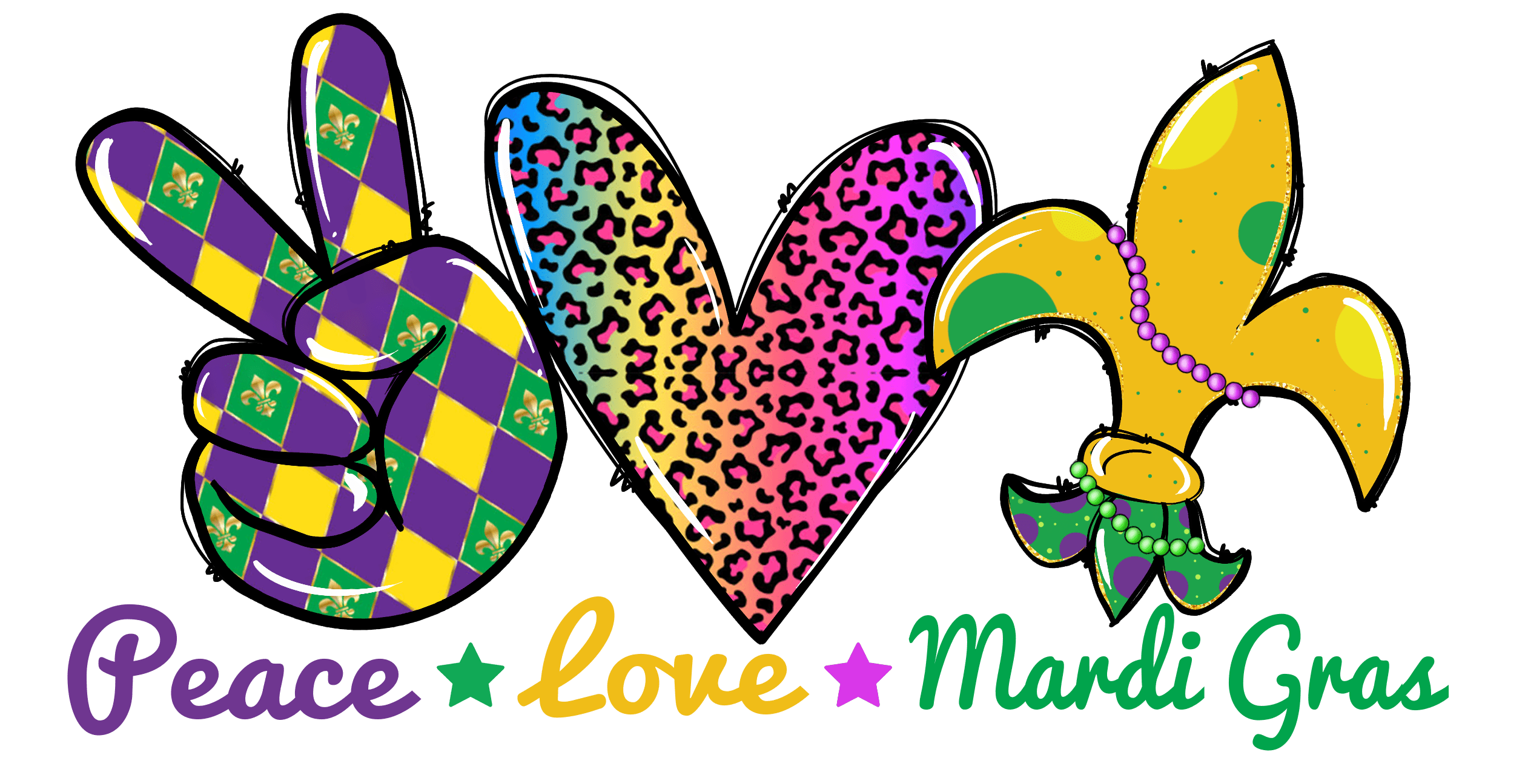 Peace Love Mardi Gras DTF Ready to Press | DTF Jersey