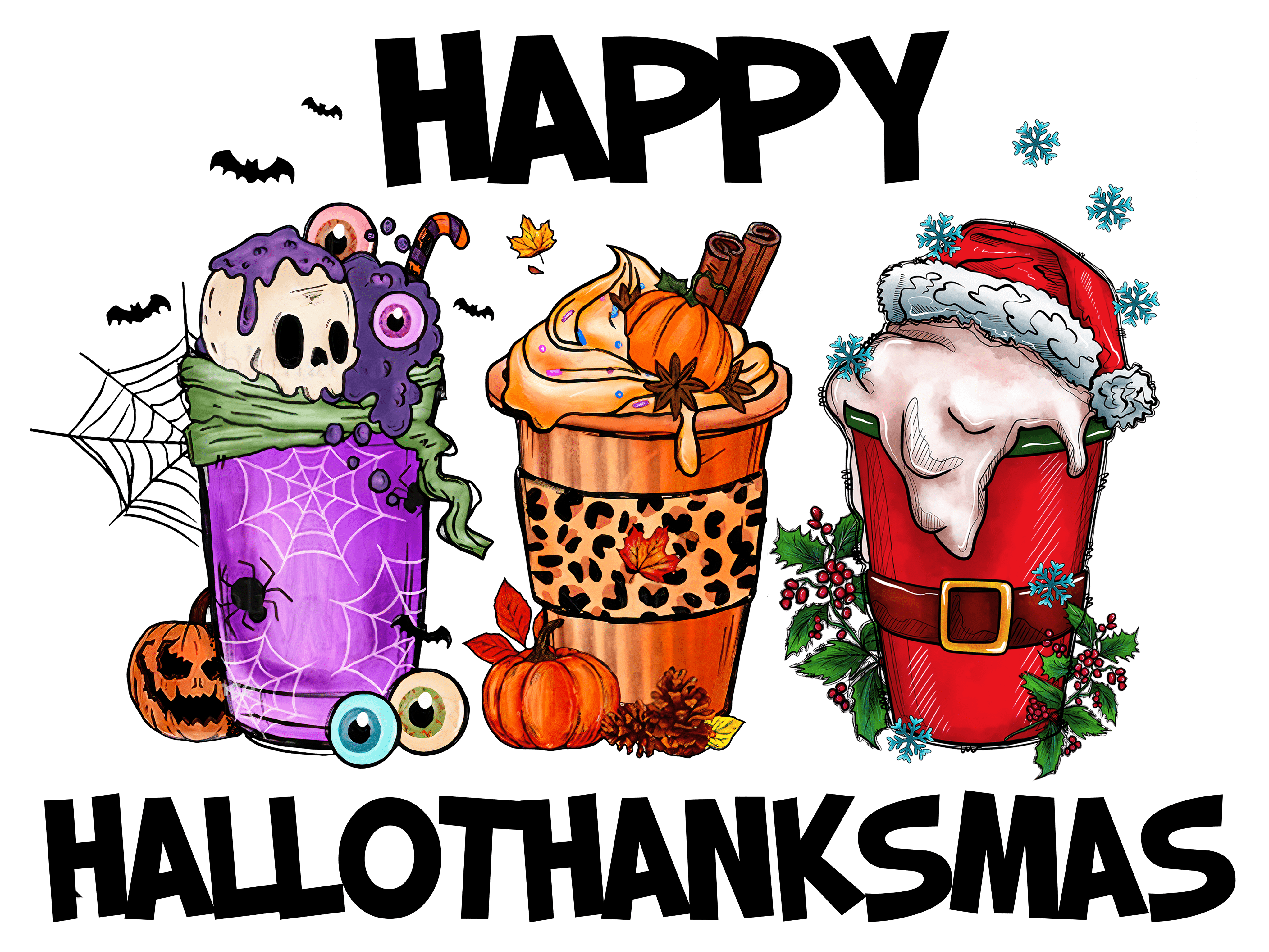 Happy HalloThanksMas Design - DTF Ready To Press
