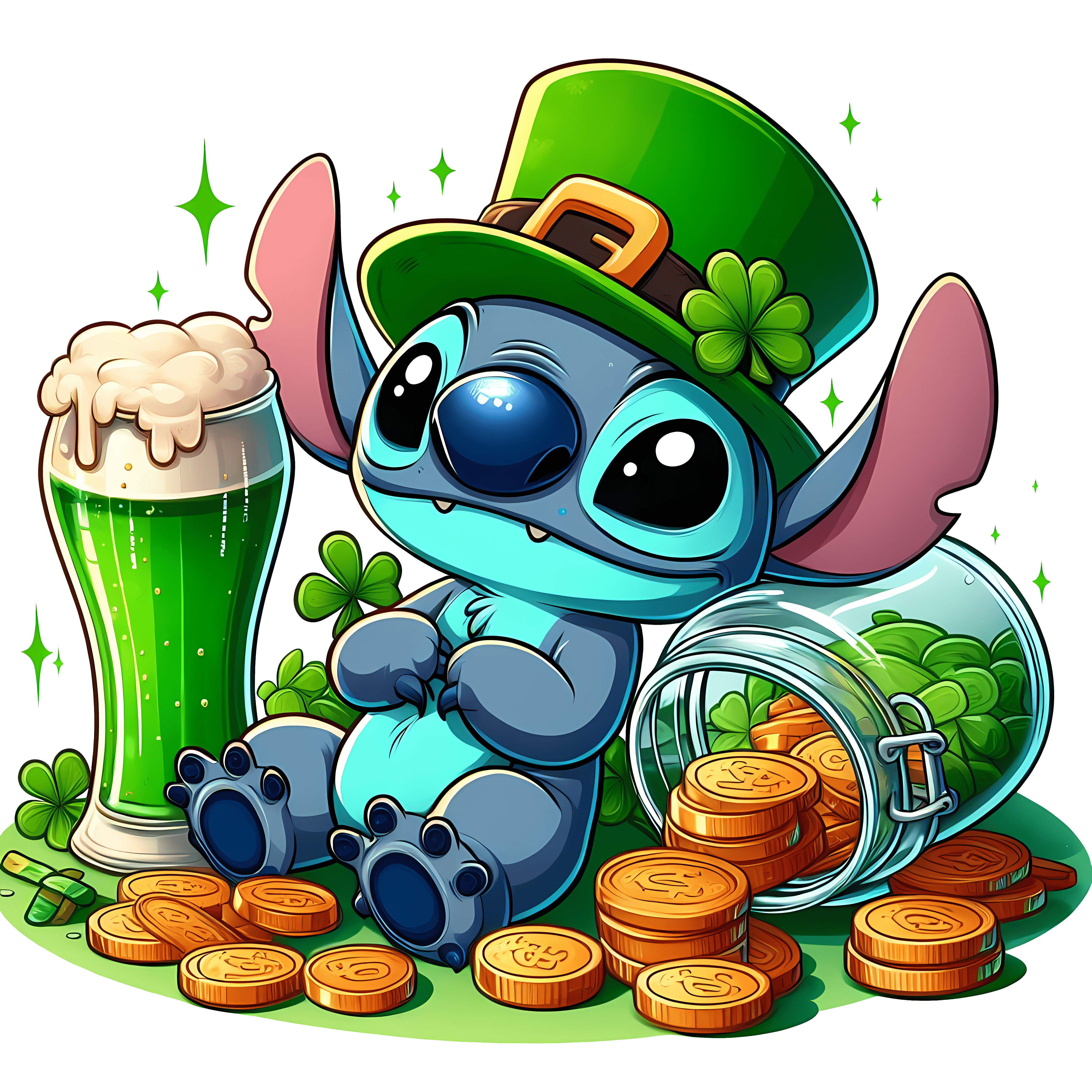 Disney Stitch St Patty's Design - DTF Ready To Press