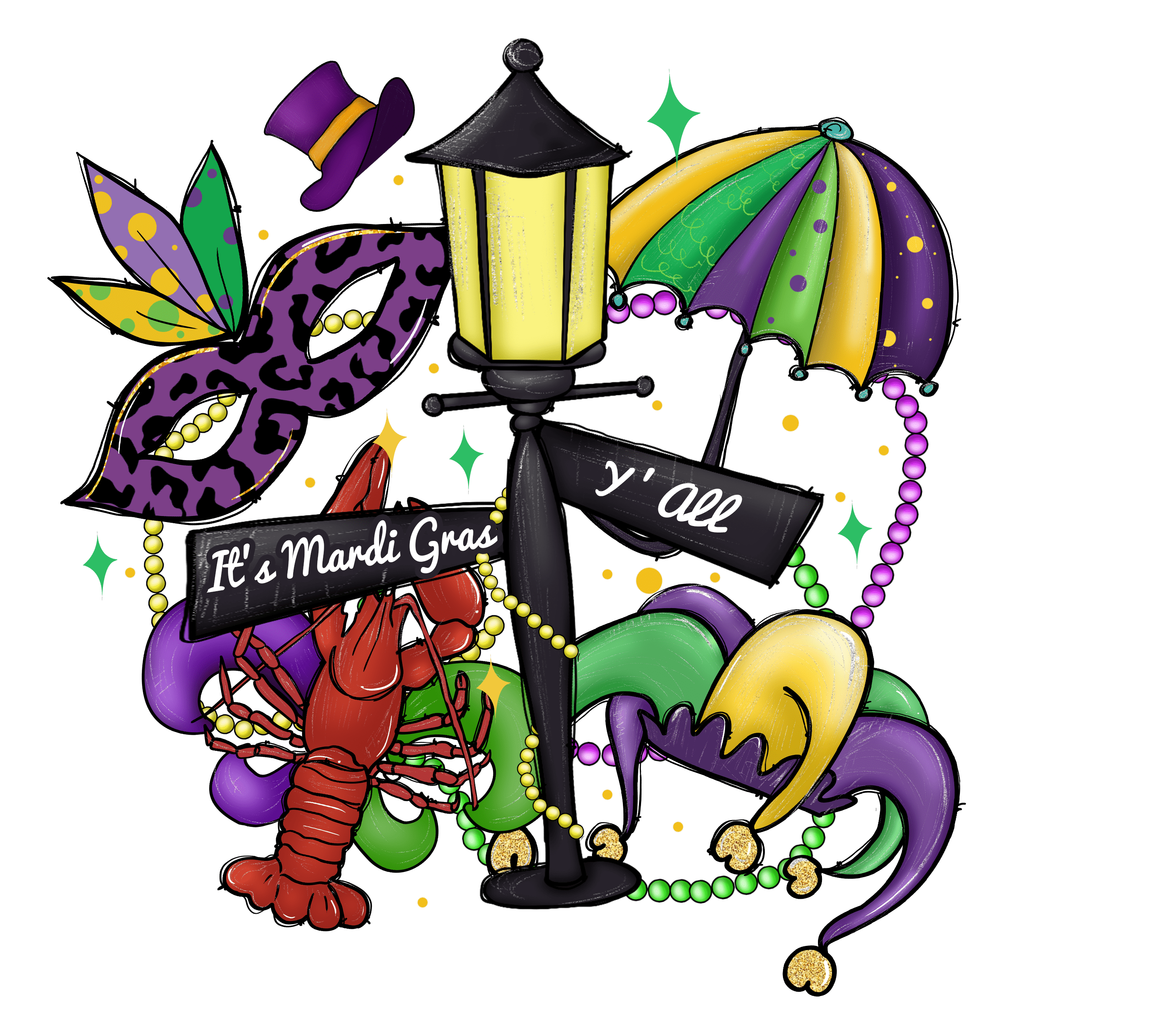 It's Mardi Gras Y'all Design DTF-Ready to Press | DTF Jersey