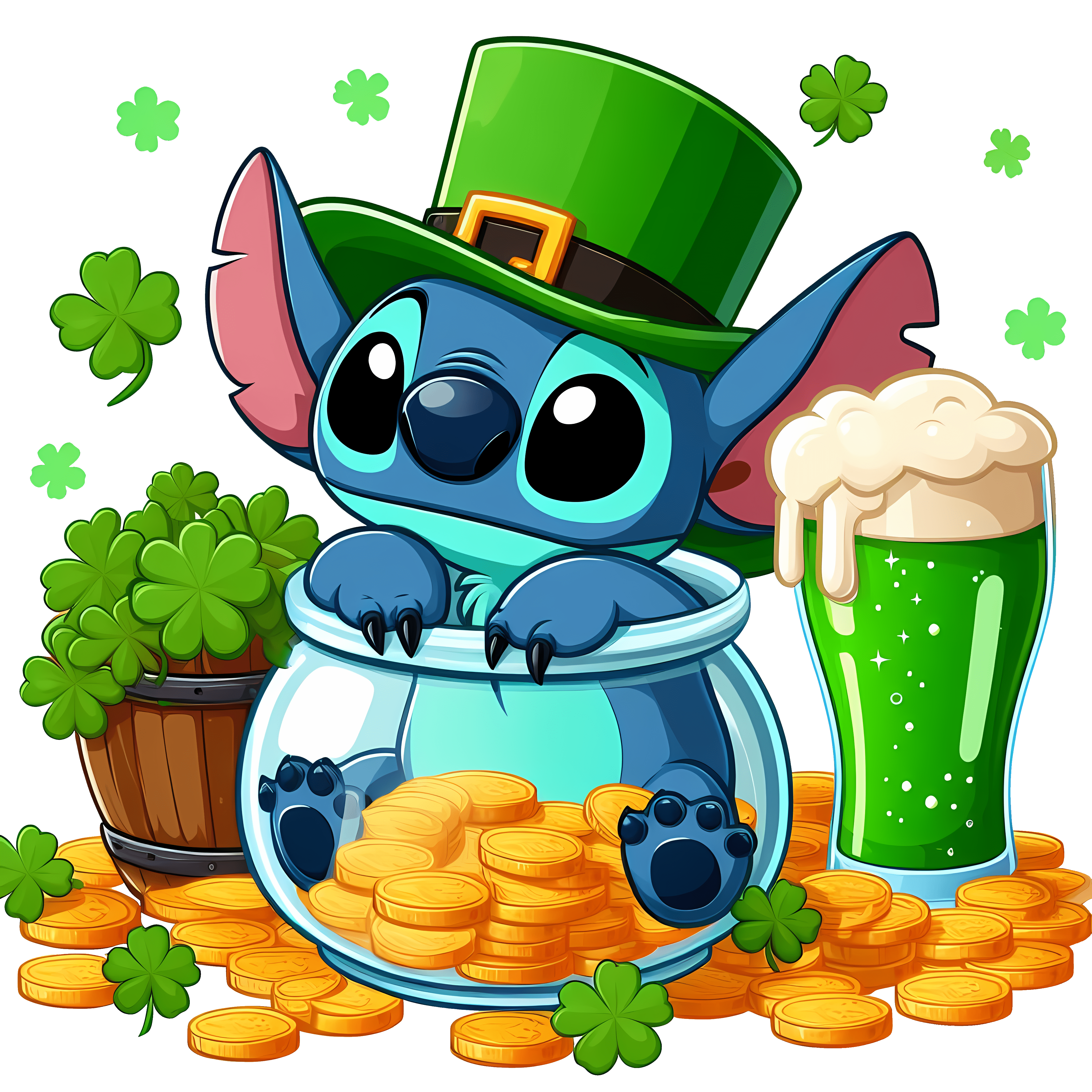 Disney Stitch - Green Beer Saint Patty's Design | DTF Jersey