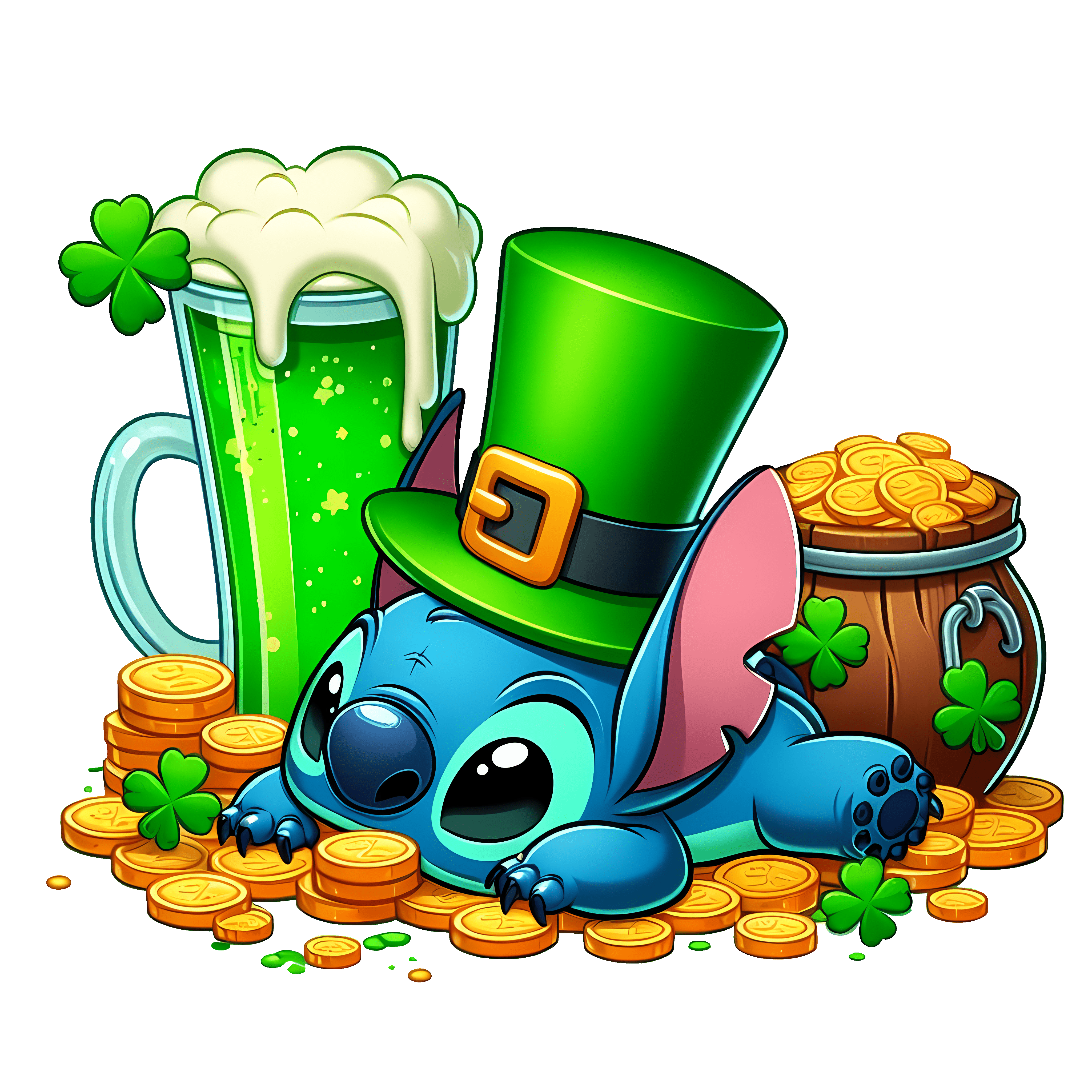 Disney Lilo Stitch Saint Patrick's Day Design | DTF Jersey