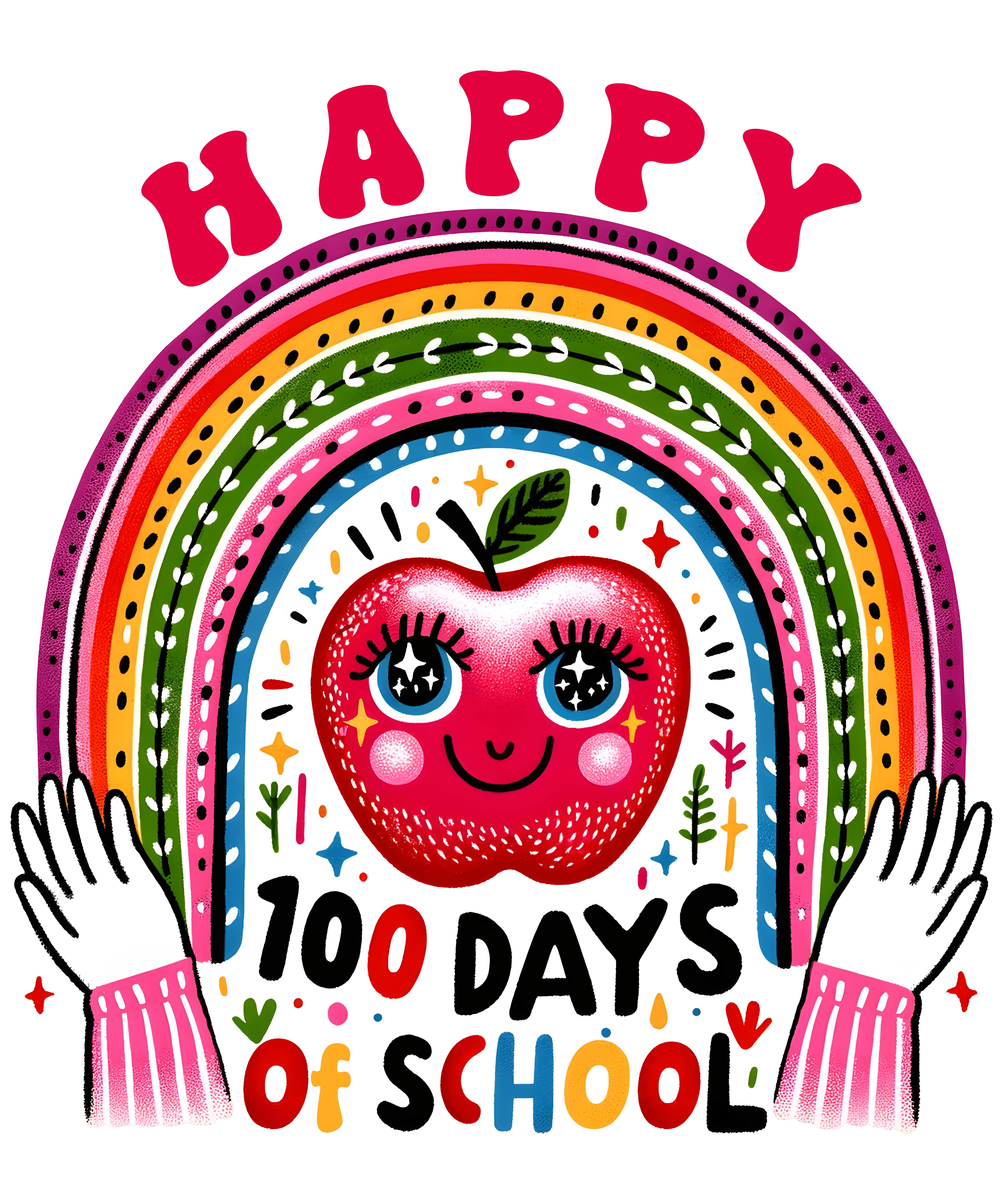 Happy 100 Days of School Rainbow Teacher | DTF Ready To Press Designs