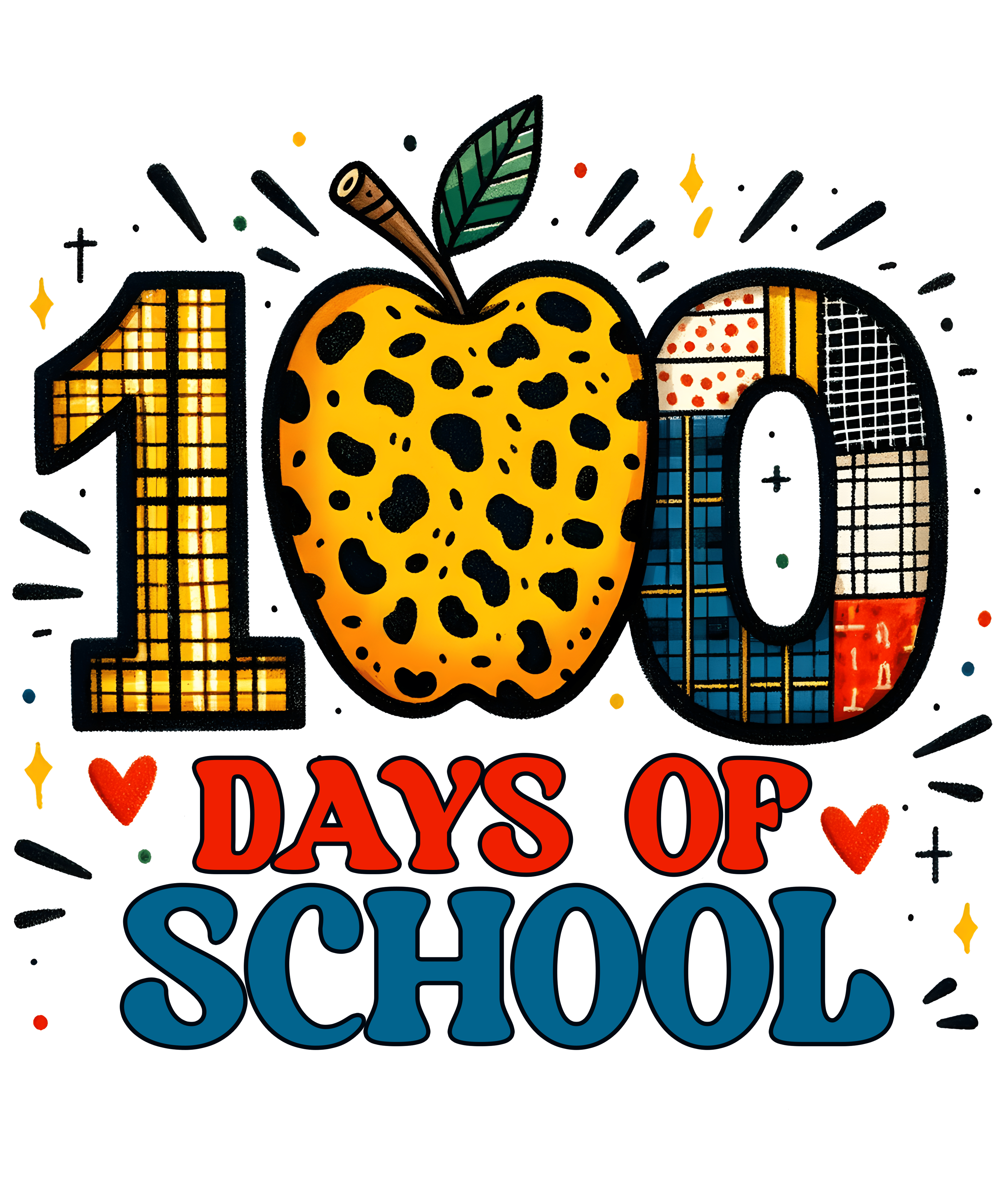 Cool 100 Days Of School Design | DTF Ready To Press Designs