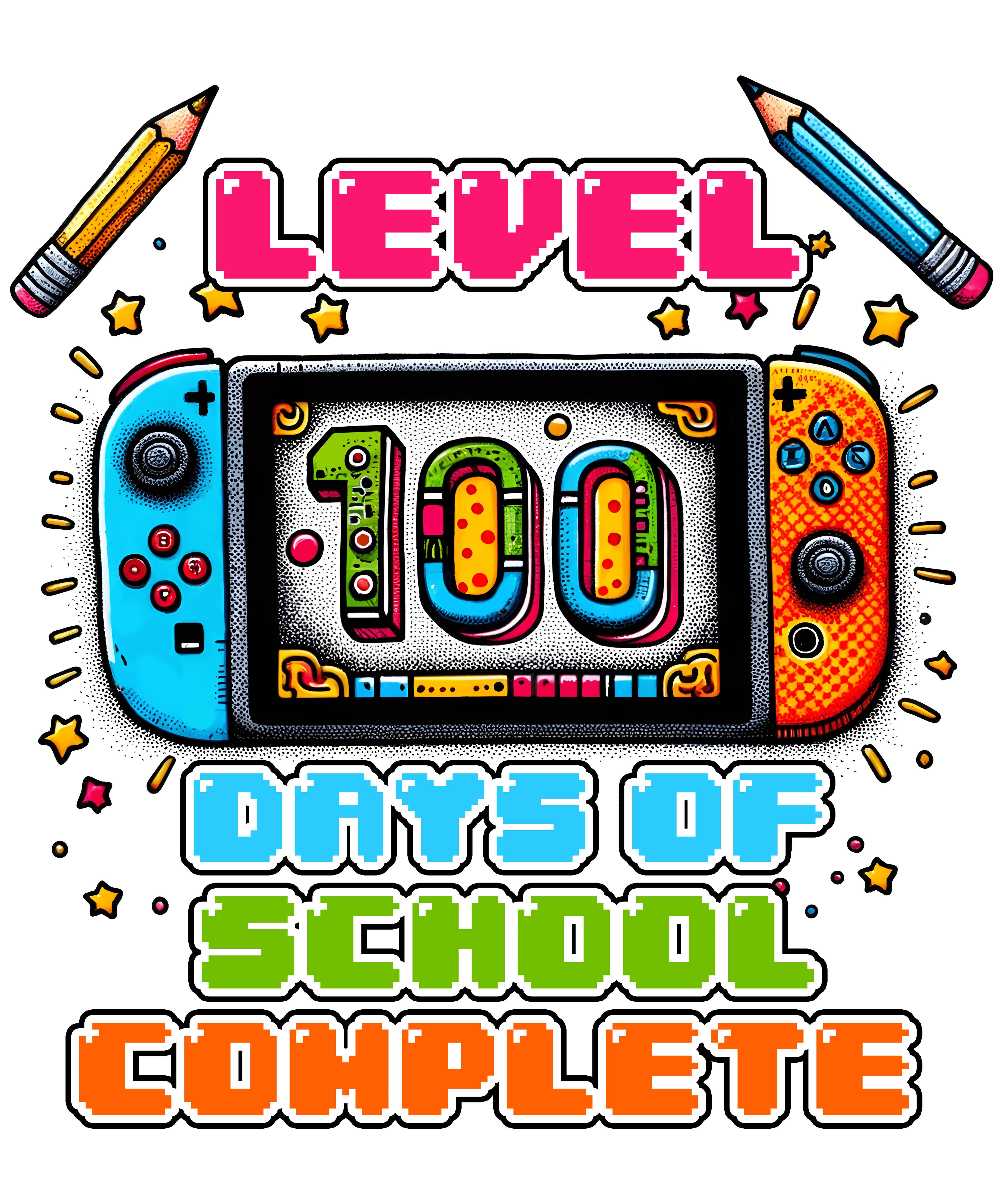 Level 100 Days of School Complete Design | DTF Ready To Press Designs