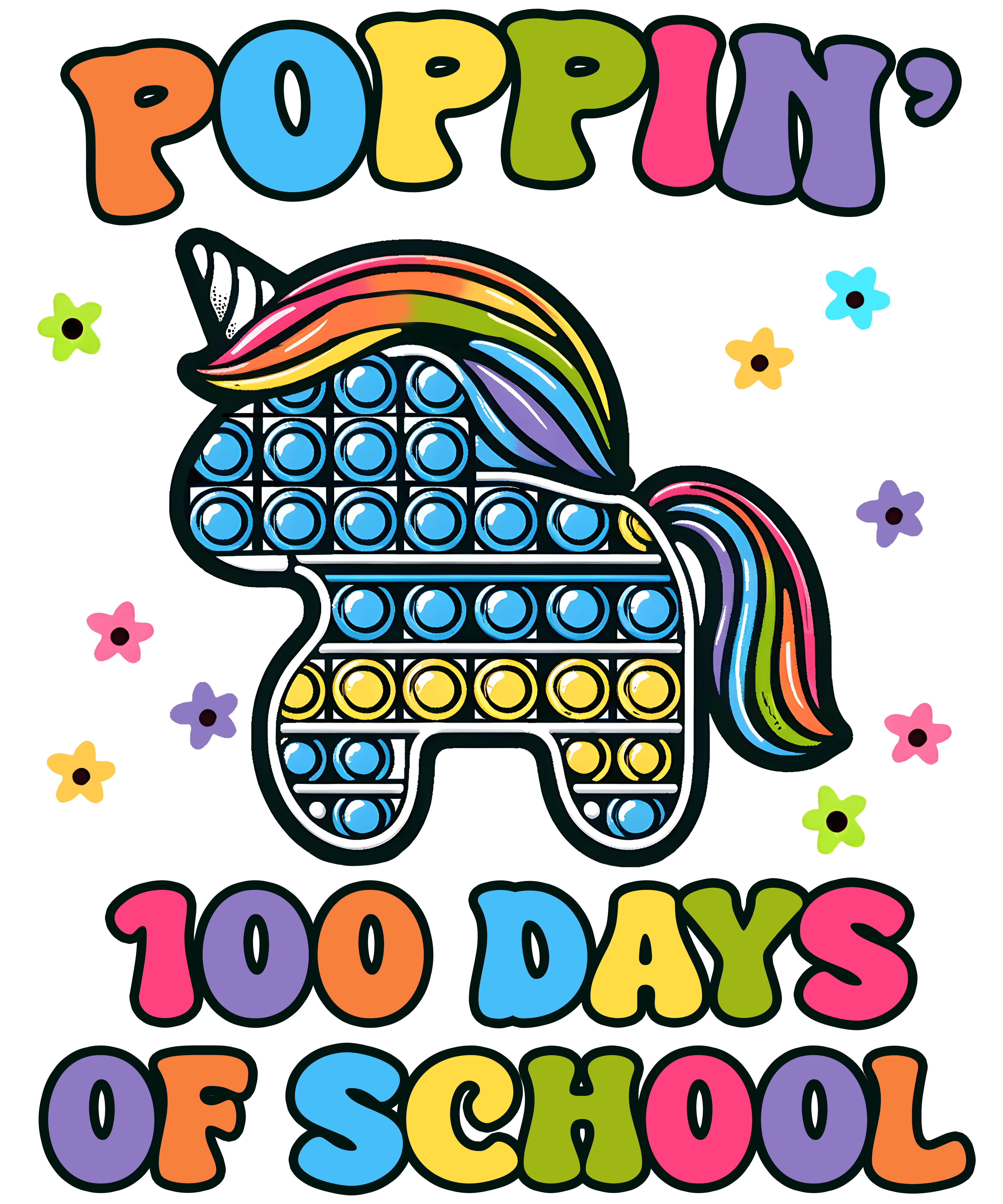 Poppin’ 100 Days of School | DTF Ready To Press Designs