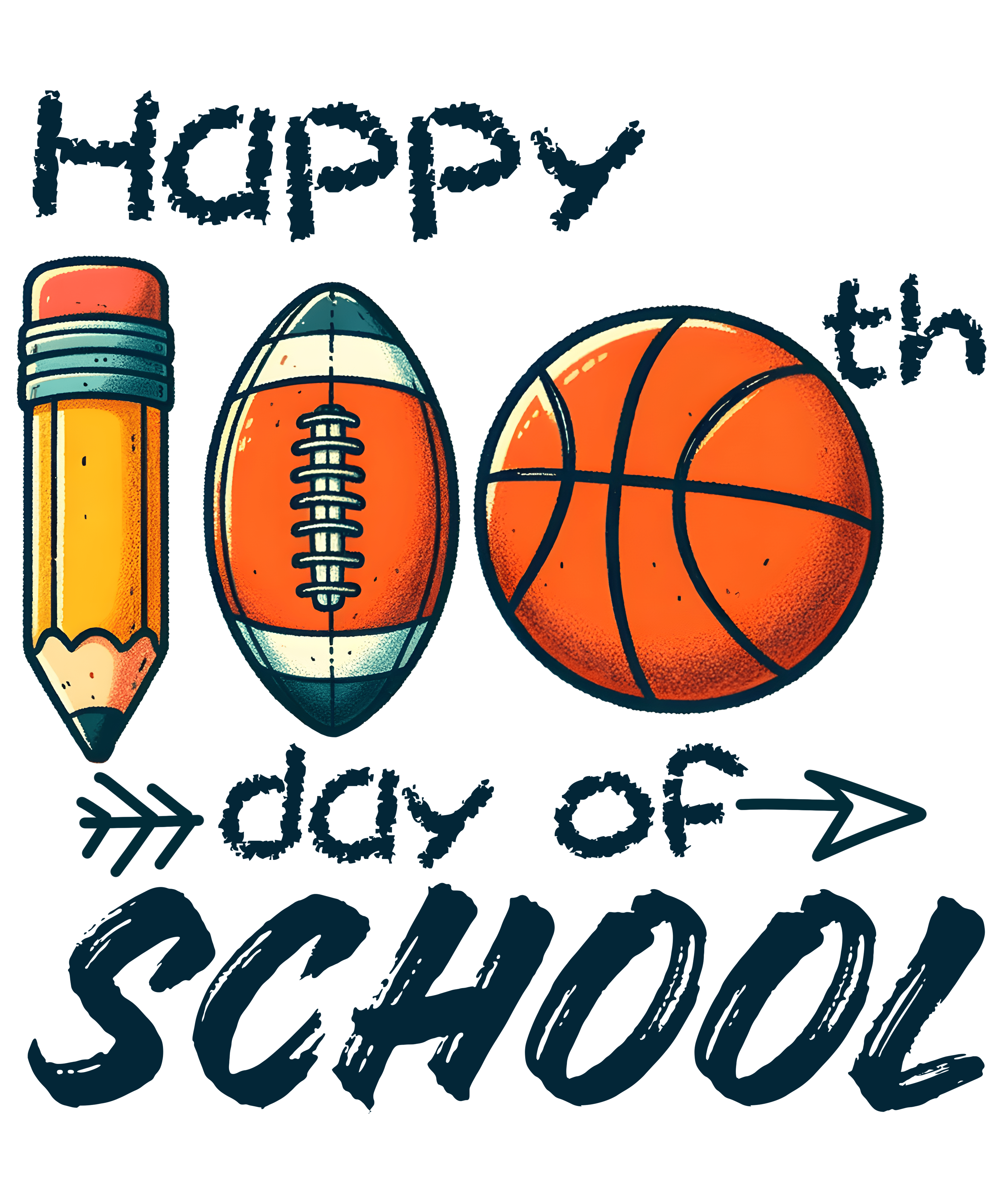 Happy 100th Day of School Basketball | DTF Ready To Press Designs