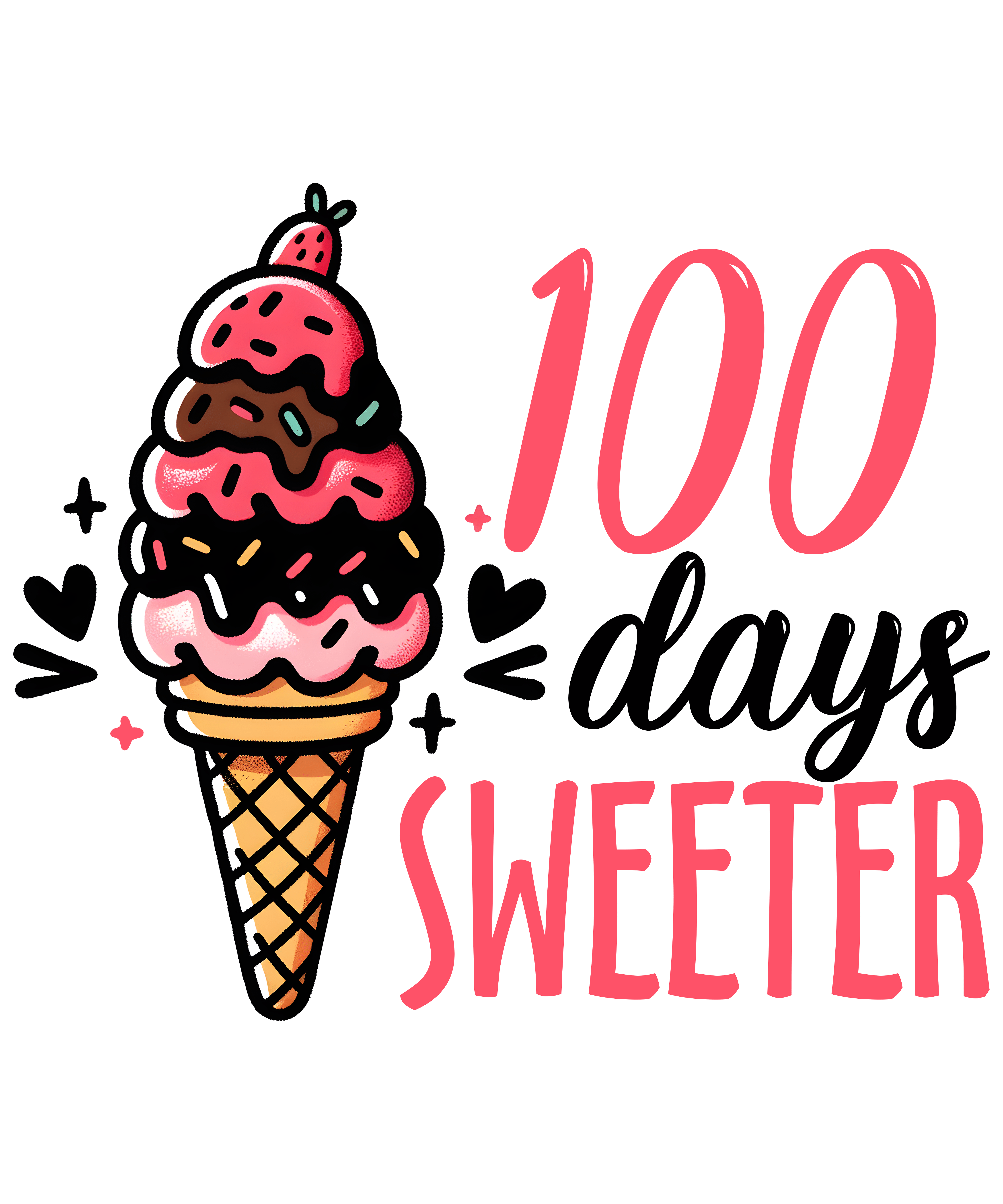 100 Days Sweeter School | DTF Ready To Press Designs