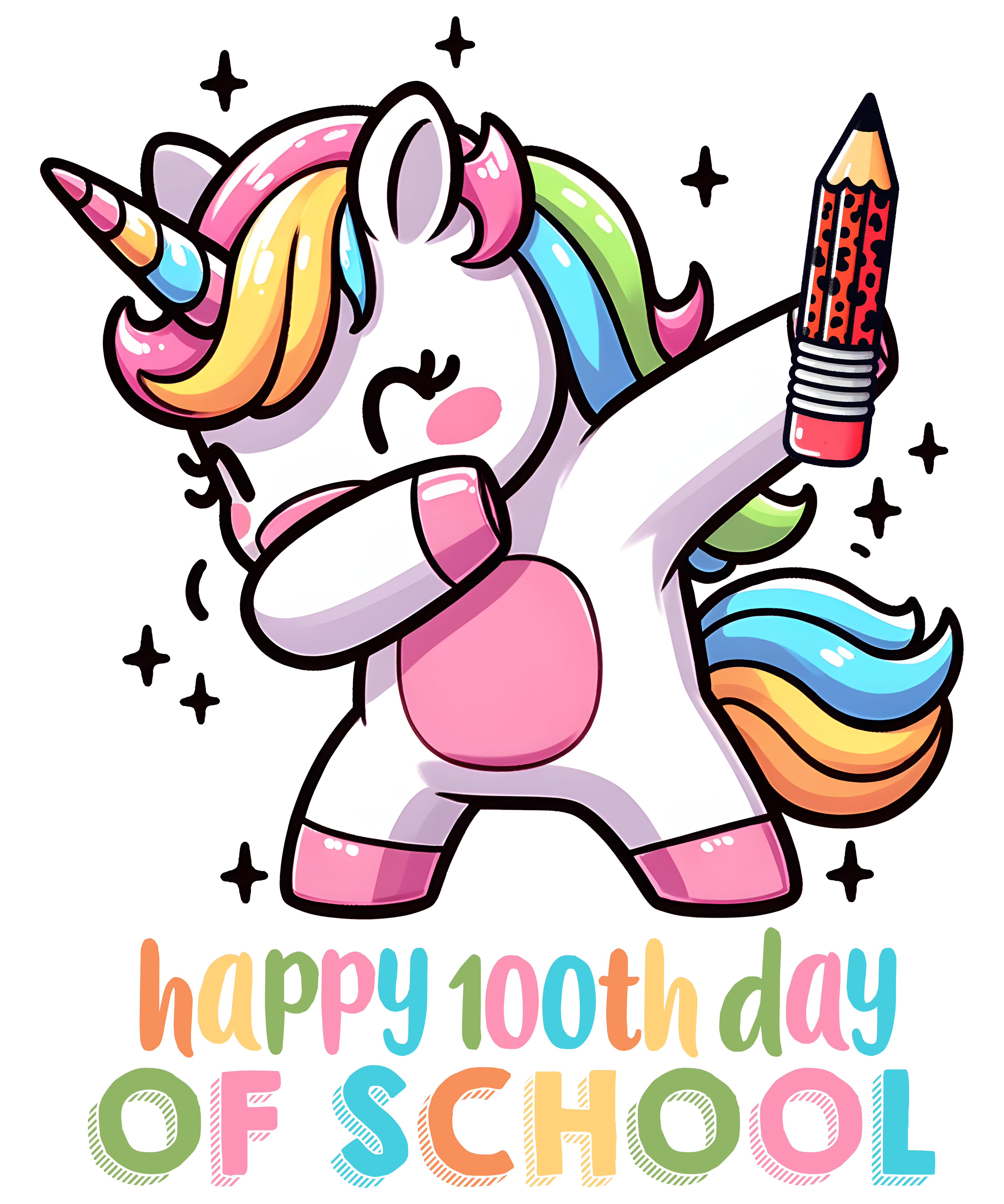 Happy 100th Day of School Unicorn | DTF Ready To Press Designs