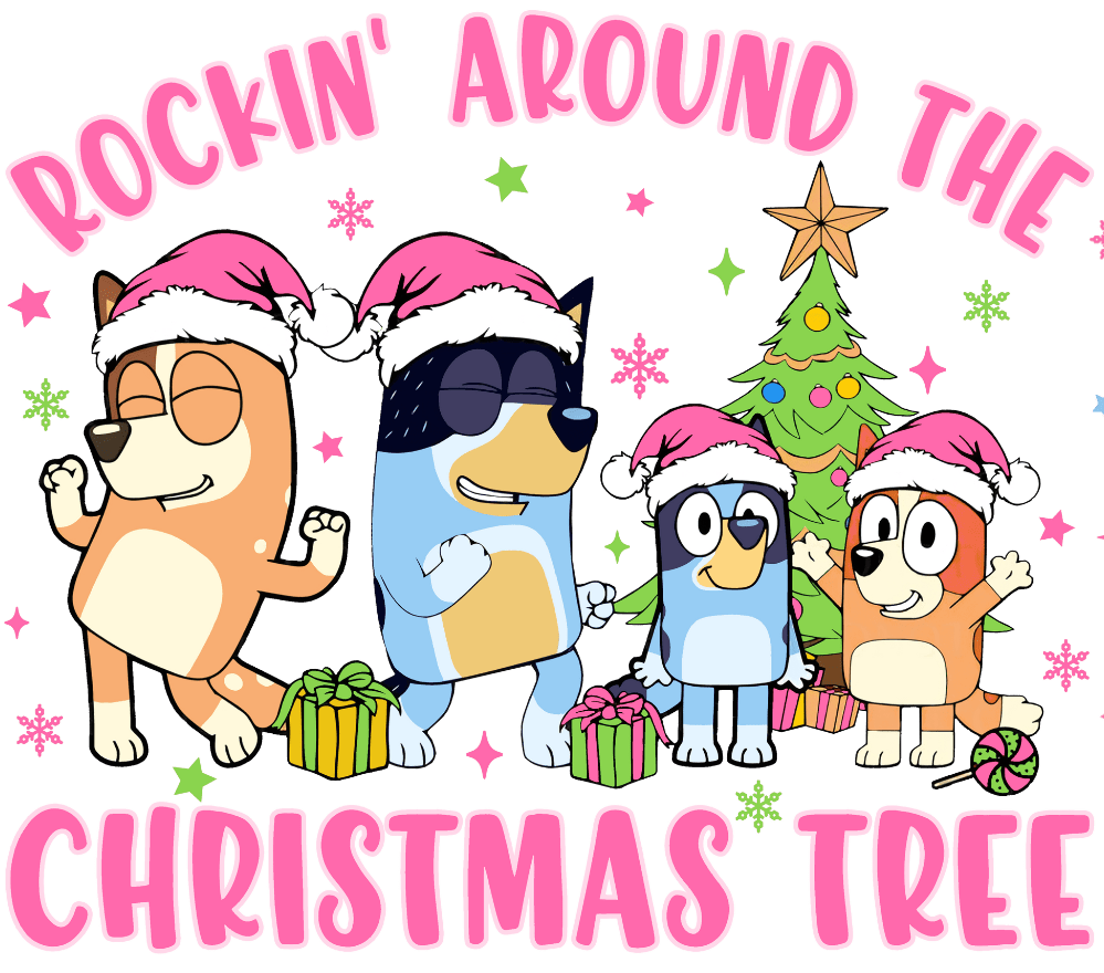 Bluey Christmas Tree Design - DTF Ready To Press