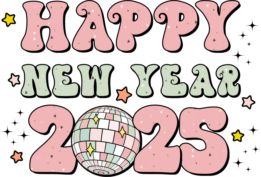 Happy New Year celebration DTF ready to press transfer design V2
