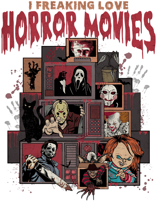 Horror movies Halloween ready to press DTF transfer design
